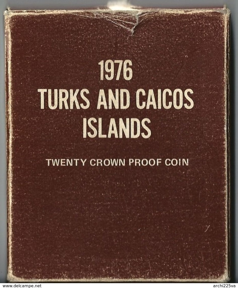 1976 TURKS AND CAICOS ISLANDS - 200° UNITED STARES - 20 CROWNE - FDC PROOF Argento / Silver / Argent - Blister Sigillato - Turks E Caicos (Isole)