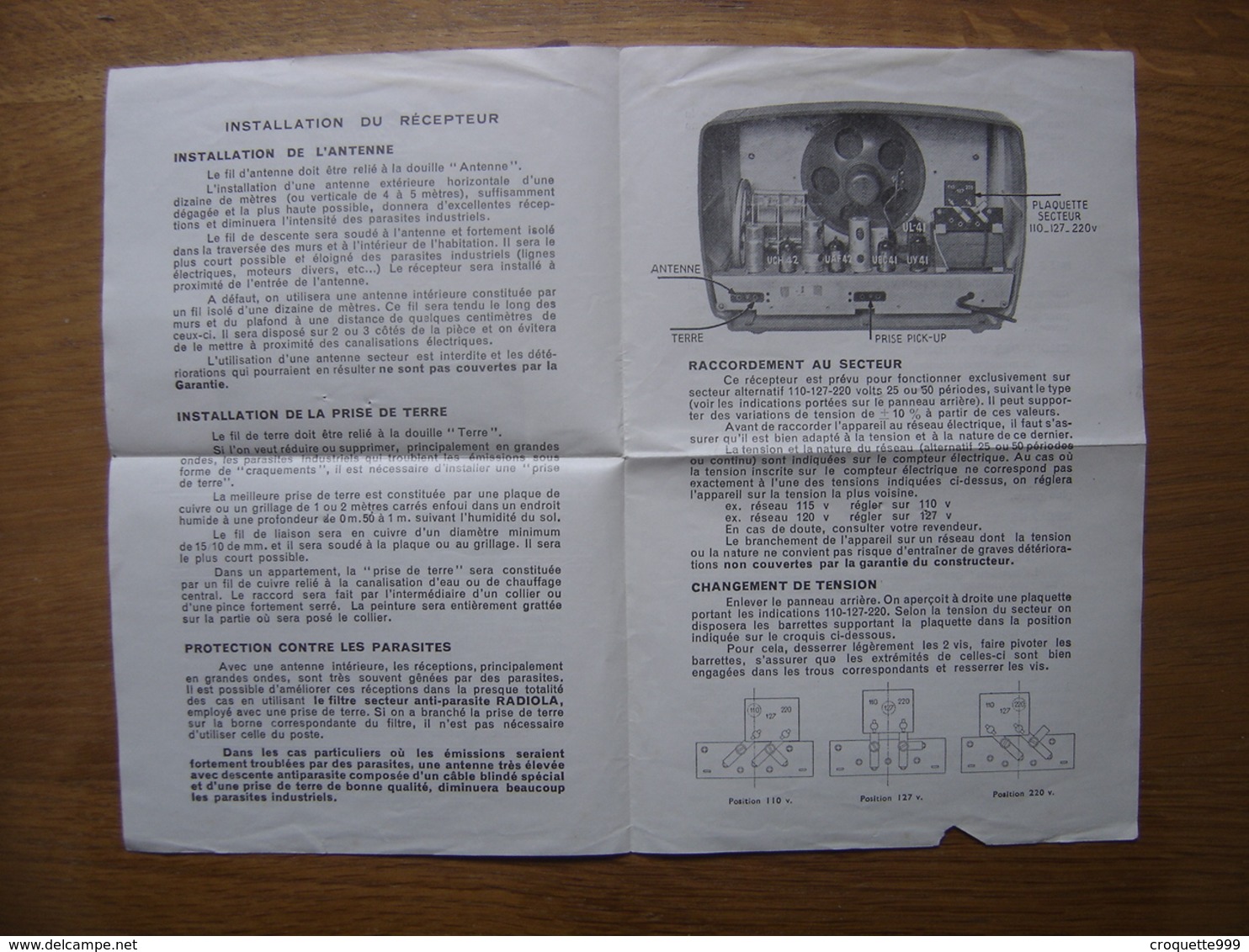 Brochure Mode D'emploi Notice RADIOLA RA 35 A Recepteur Poste Radio - Matériel Et Accessoires