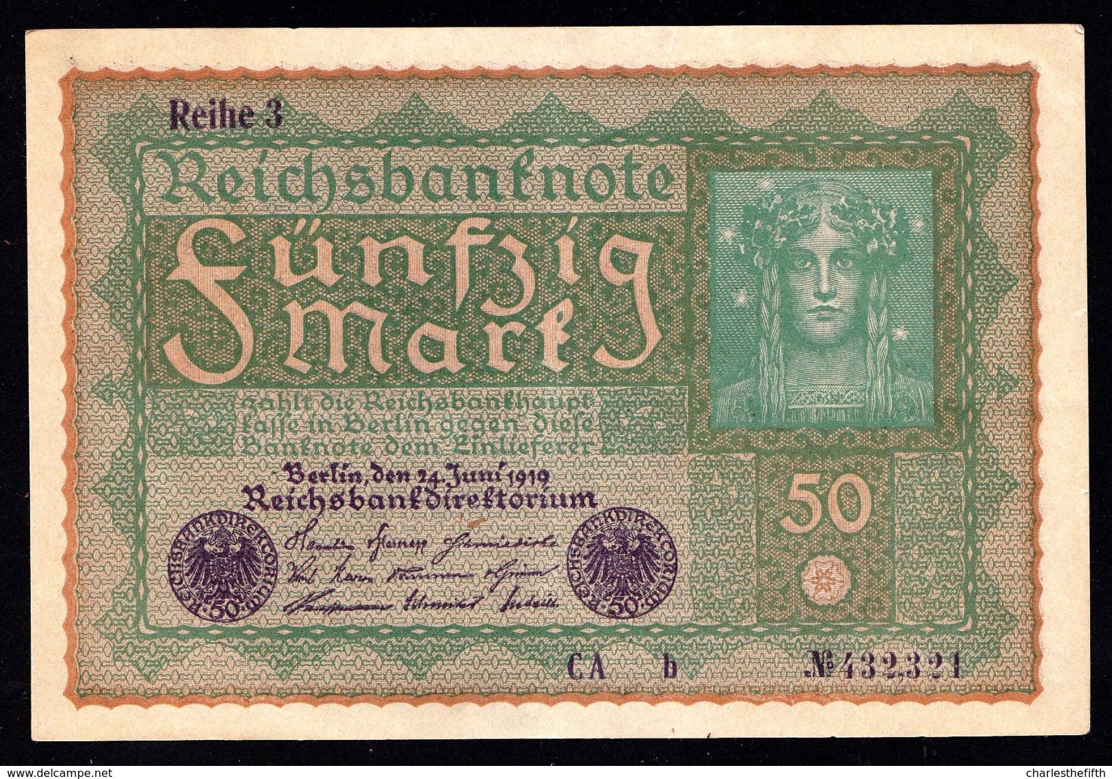 50 MARK 1919 24 JUNI - DEUTSCHES REICH - PRACHTEXEMPLAR - UNZIRKULIERT / BANKFRISCH - UNC - 50 Mark