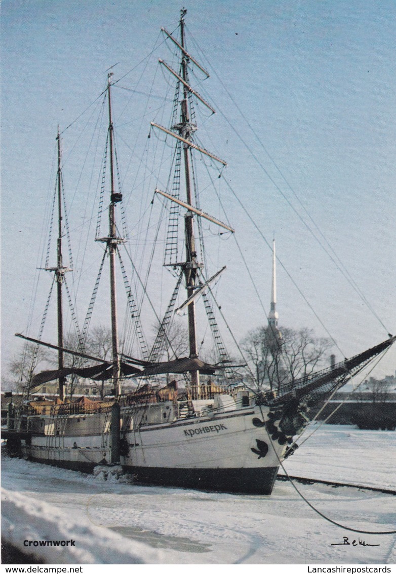 Postcard Crownwork Russian Barque Frozen In Ice At Leningrad  [ Sailing Ship ] My Ref  B22399 - Segelboote