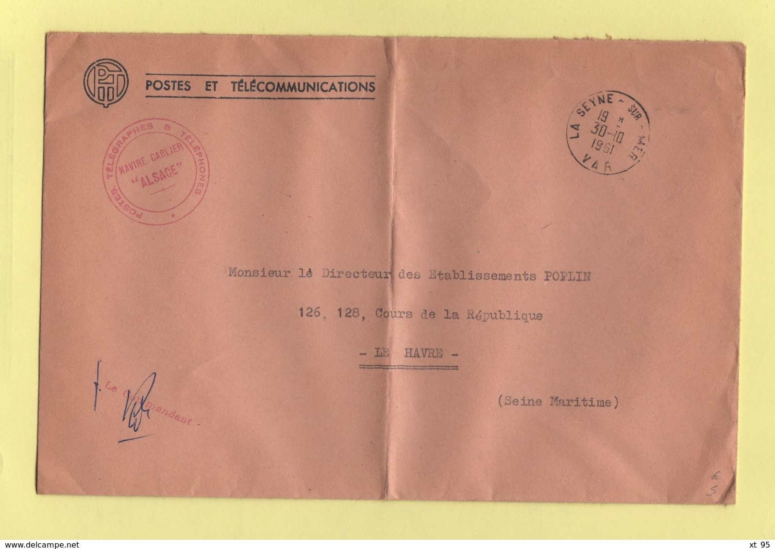 Navire Cablier Alsace - La Seyne Sur Mer - Var - 1961 - Naval Post