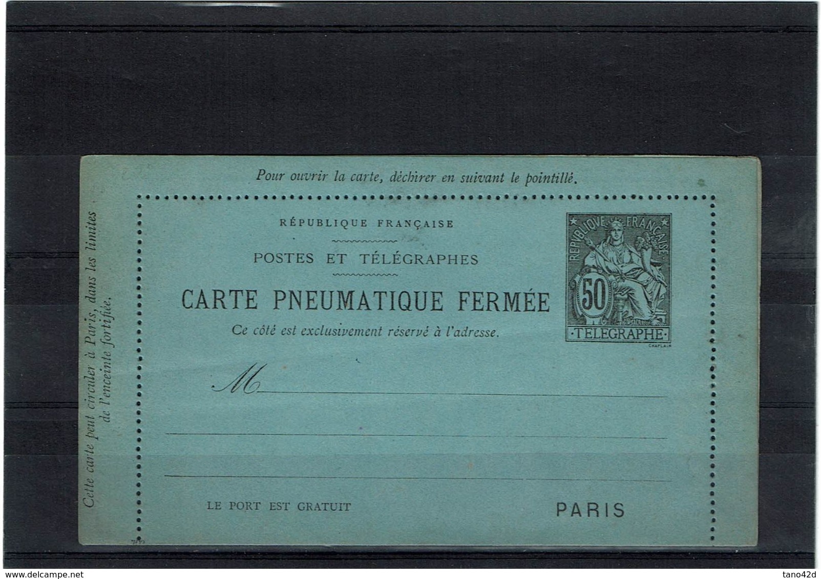 CTN27 - CARTE LETTRE CHAPLAIN 50c NOIR  DATE 702 STORCH N° E16 - Pneumatiques