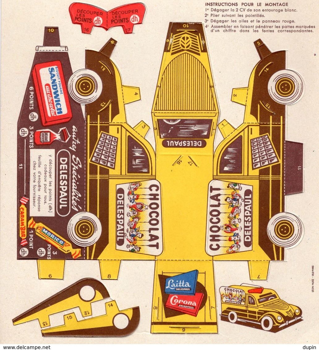 2CV Publicité Chocolat DELESPAUL - Planche Cartonnée - Publicités