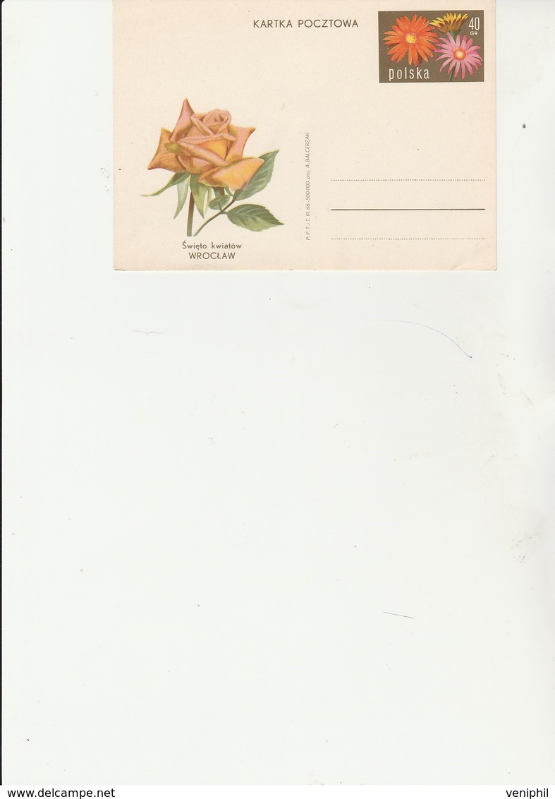 POLOGNE - ENTIER POSTAL FLEURS 1966 - Stamped Stationery