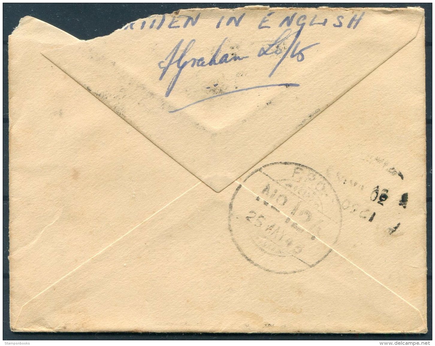 1945 GB OAS O.A.S. India Unit Censor 'On Active Service Not To Be Taxed' FPO 124, Fieldpost Cover - Grindlay &amp; Co,Bo - Covers & Documents