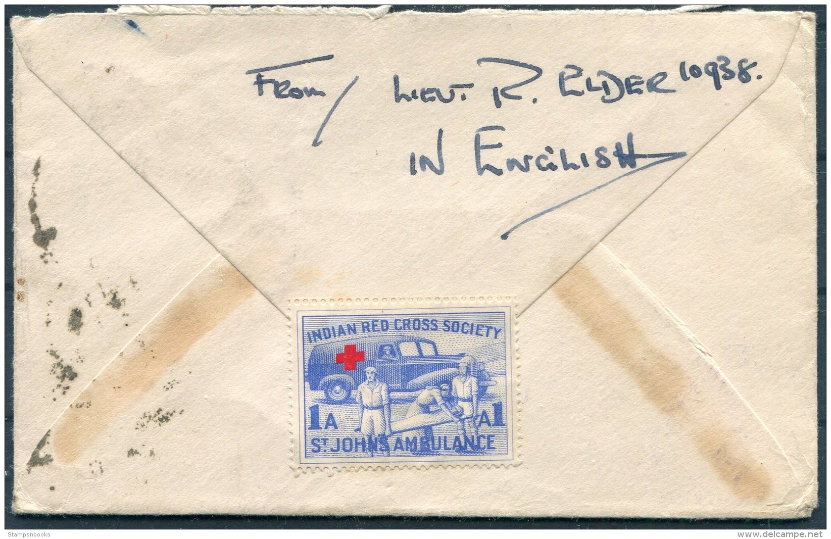 1945 GB India O.A.S. Fieldpost Censor Cover - Newcastle, England. Indian Red Cross, St Johns Ambulance Vignette - Covers & Documents