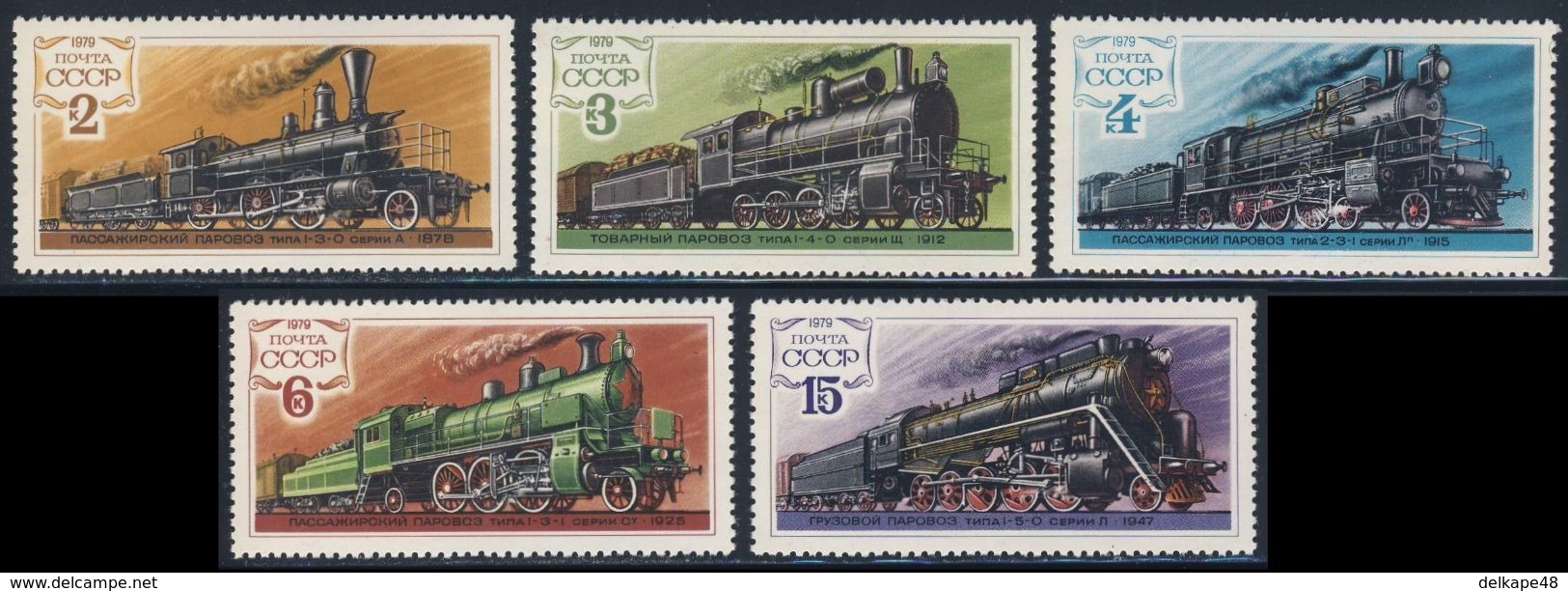 Soviet Unie CCCP Russia 1979 Mi 4821 /5 ** Personenzuglokomotiven + Güterzuglokomotiven - Steam Locomotives - Ongebruikt