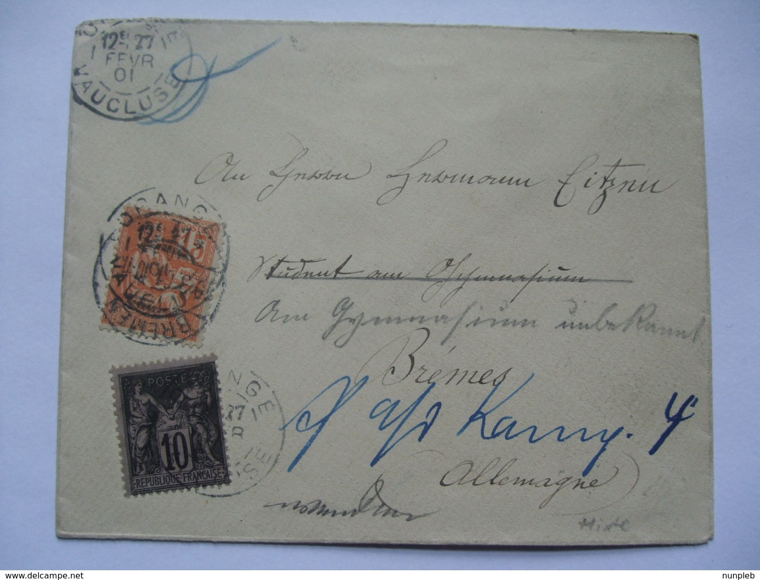 FRANCE - 1901 Cover - Vaucluse To Bremen Germany - Covers & Documents