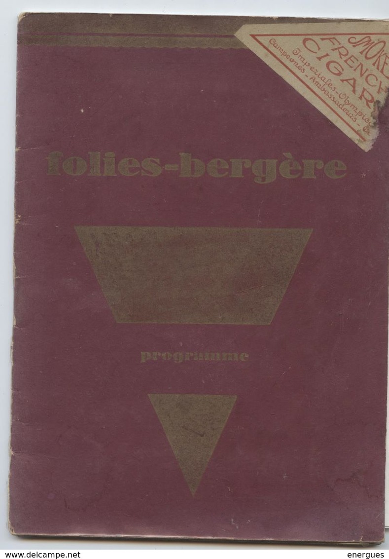 Folies Bergère1927, Progamme, 2 Docs Séparés,, Young, Fréjol,Derval,, Ditrix, Baker,,Carol, Darty - Other & Unclassified