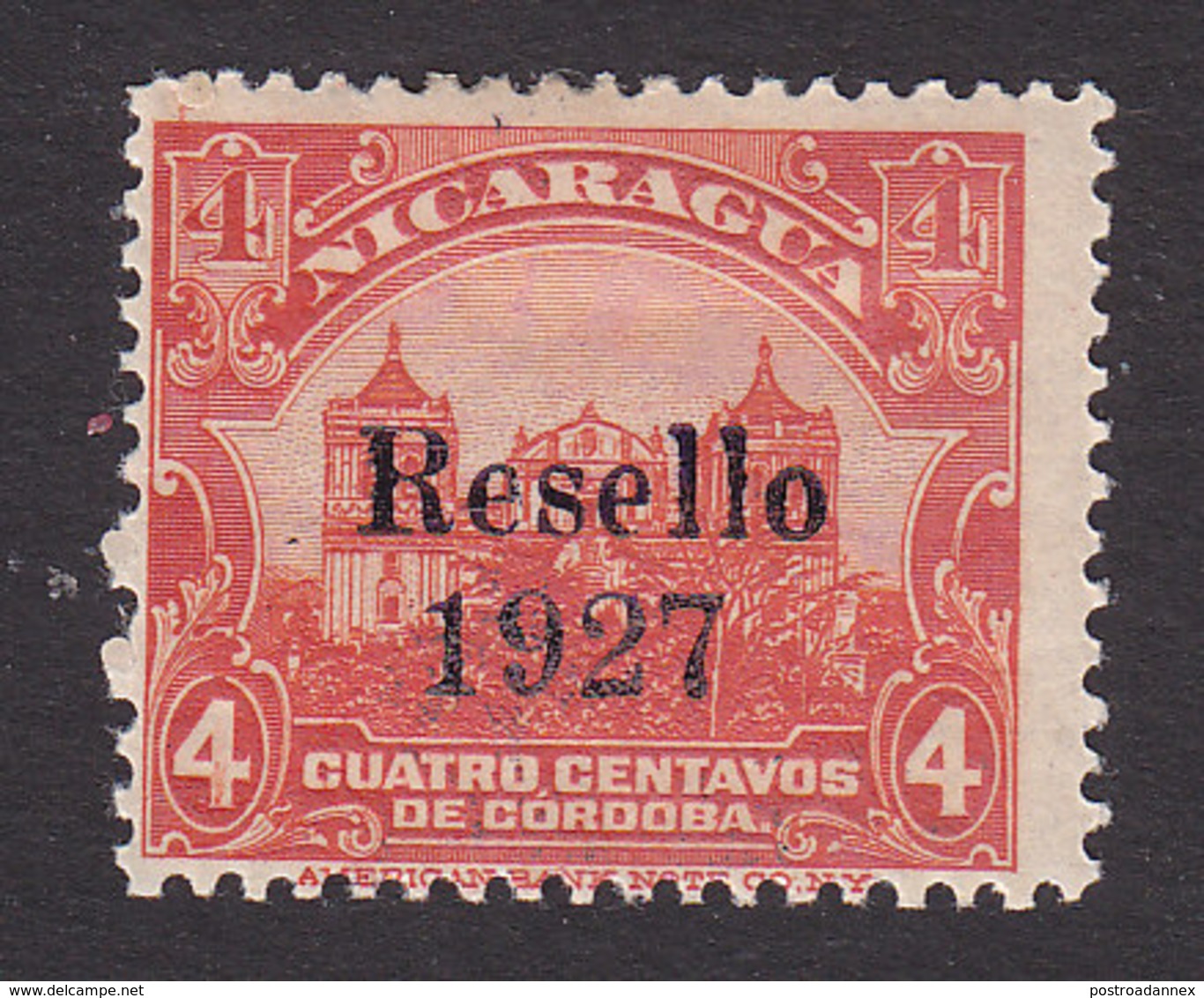 Nicaragua, Scott #431, Mint Hinged, Leon Cathedral Overprinted, Issued 1927 - Nicaragua
