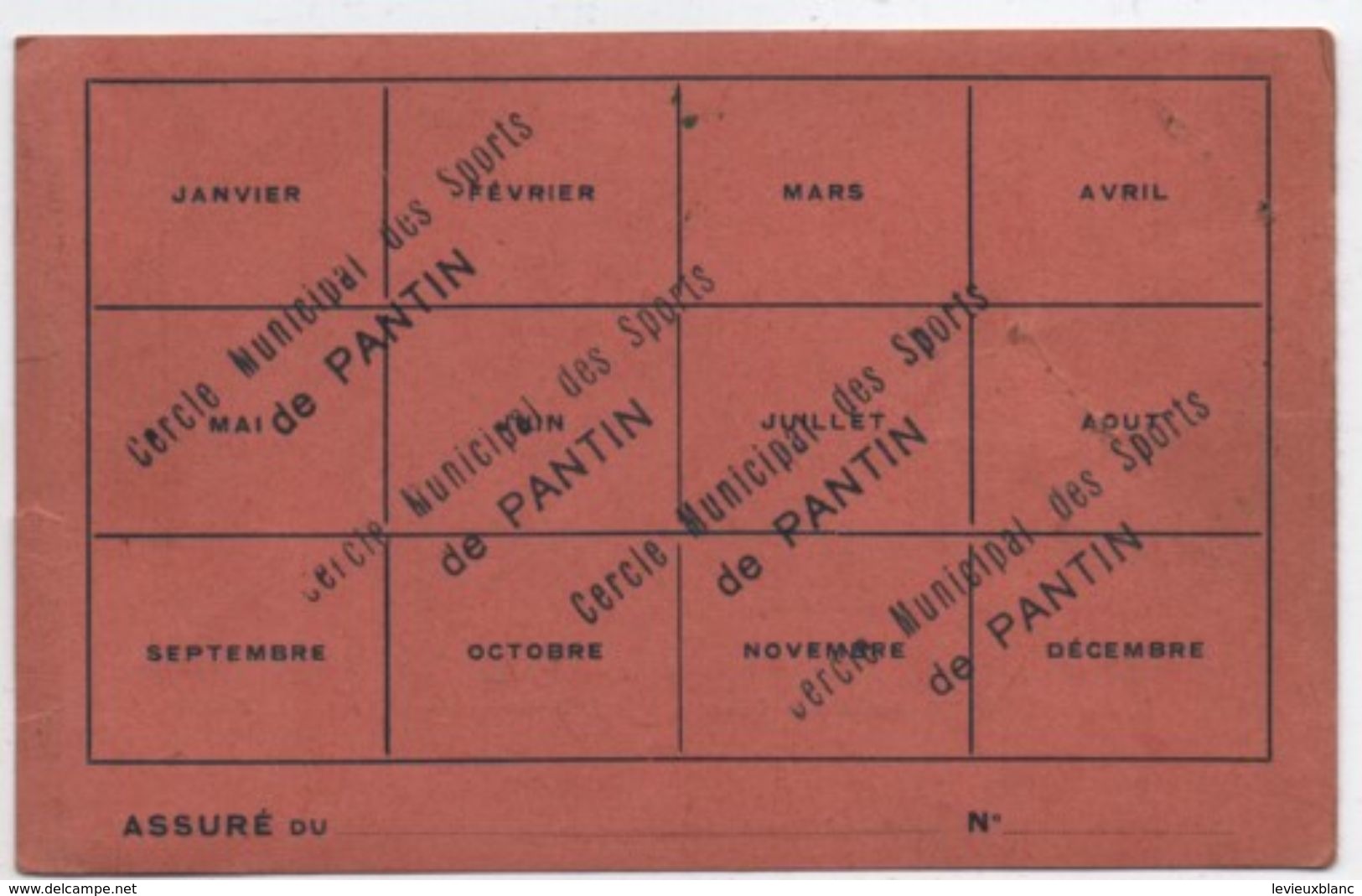 Sport/Cercle Municipal Des Sports De PANTIN/Comité Directeur/Carte De Membre Dirigeant /1943  AEC120 - Sonstige & Ohne Zuordnung
