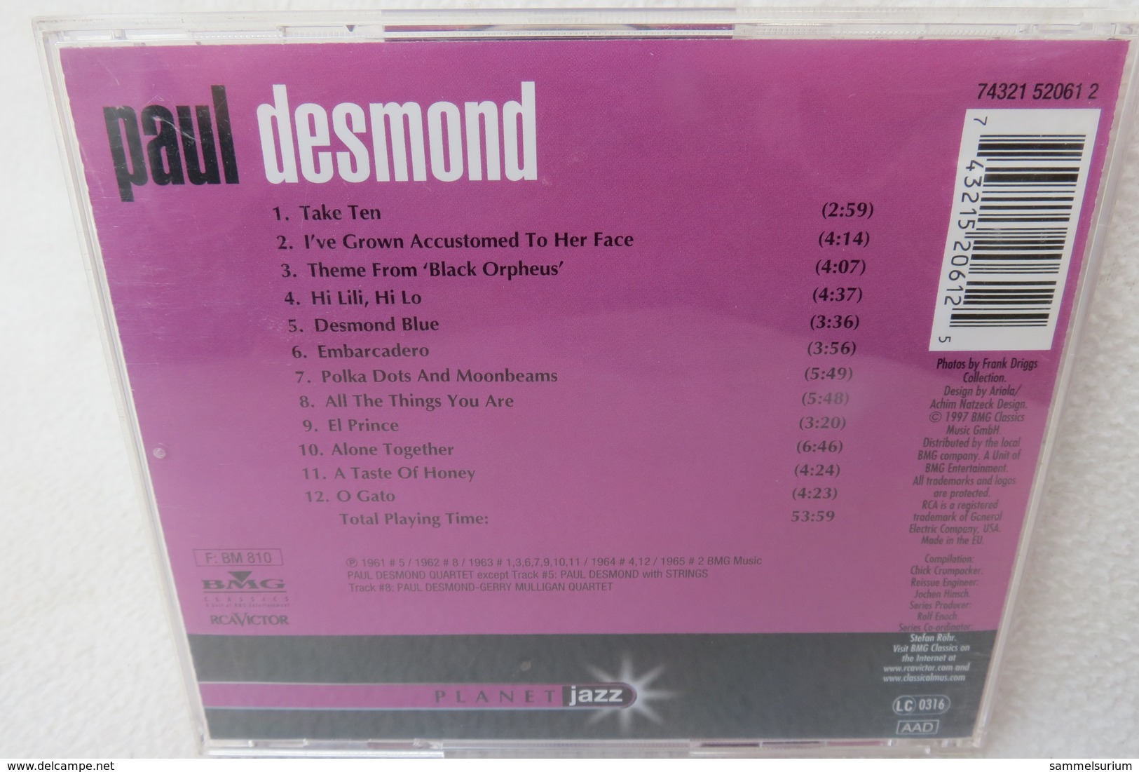 CD "Paul Desmond" Planet Jazz - Jazz