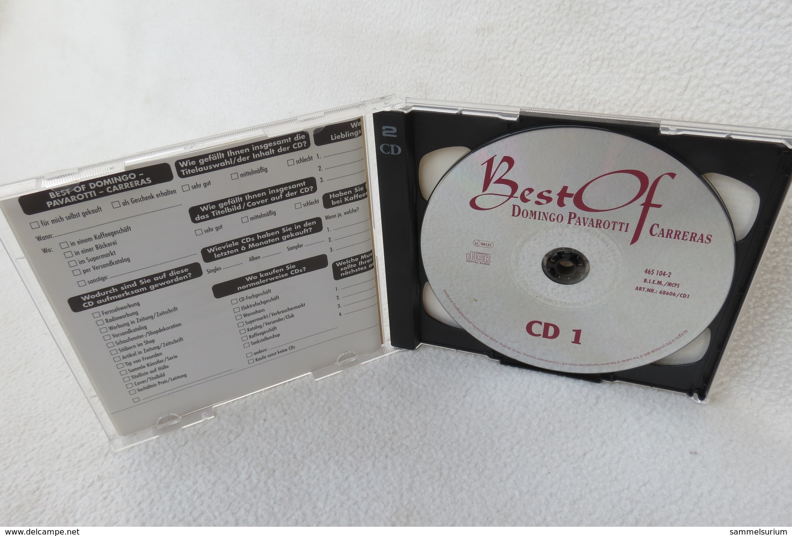 2 CDs "Best Of Domingo Pavarotti Carreras" Arien & Songs - Opere