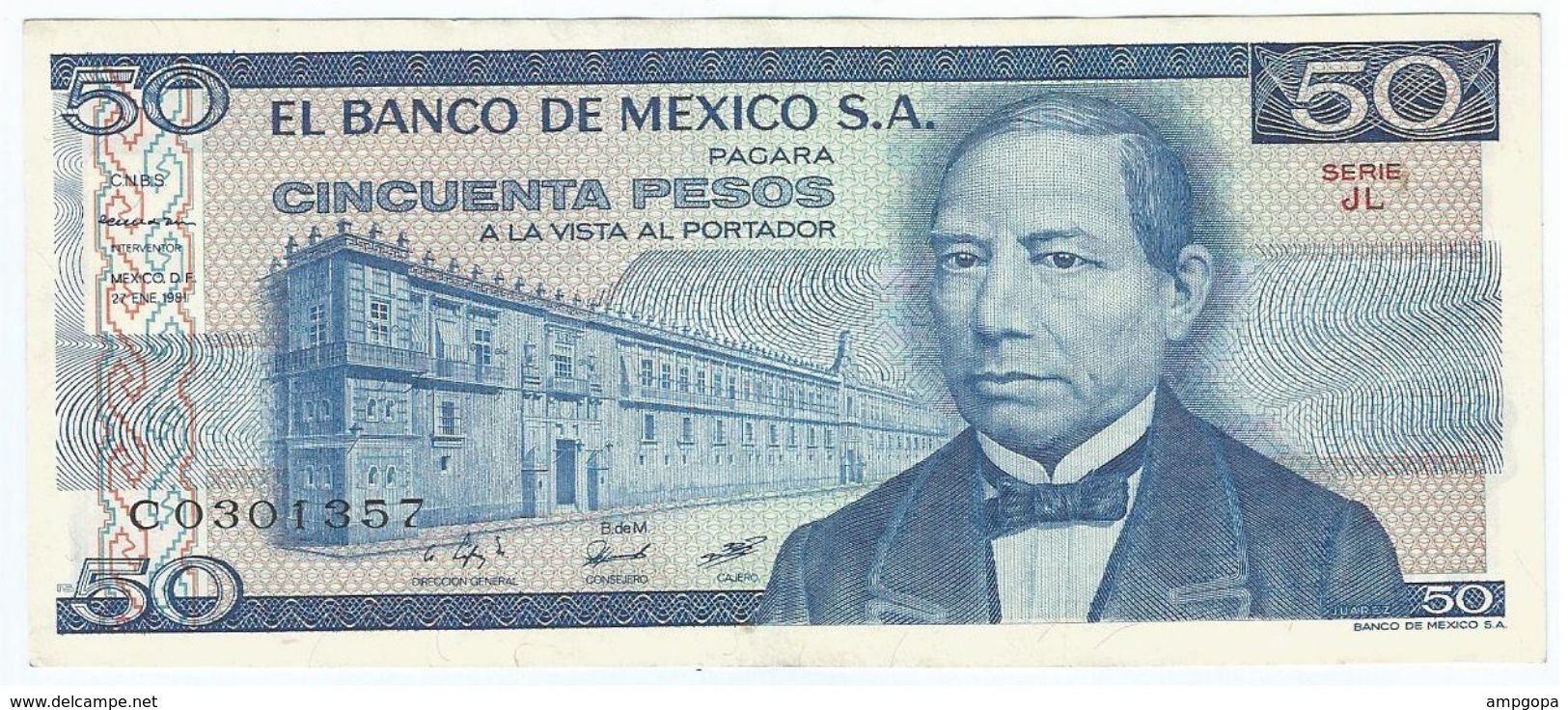 México 50 Pesos 27-1-1981 Pick 73 Serie JL UNC - México