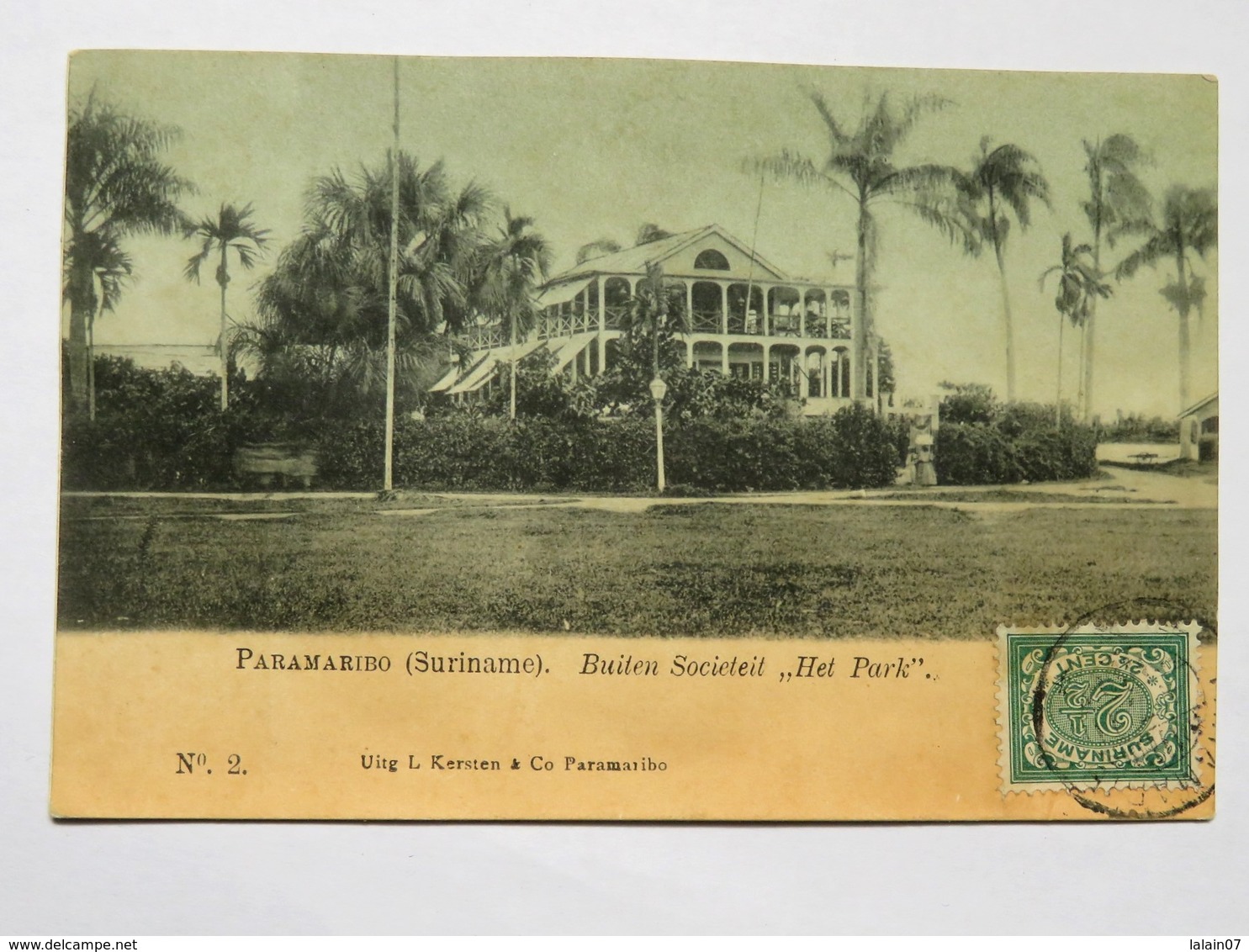 C.P.A. SURINAM : PARAMARIBO : Buiten Societet " Het Park", Stamp - Suriname