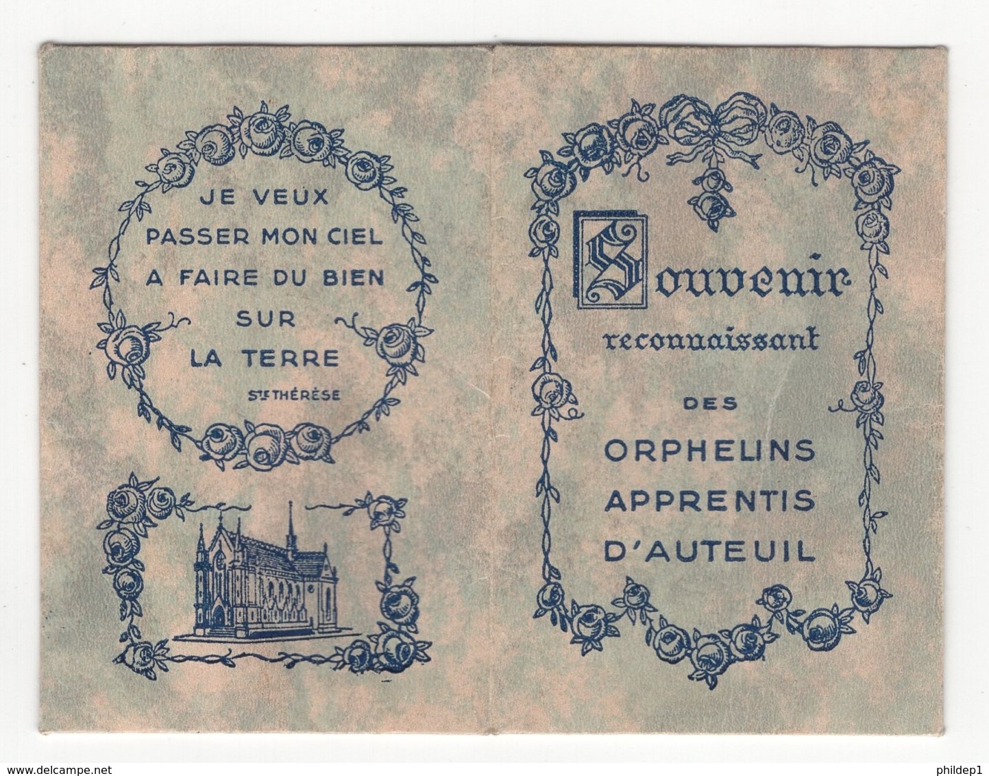 Image Religieuse - Souvenir Reconnaissant Des Orphelins Apprentis D'Auteuil (Ste Thérèse) - Images Religieuses