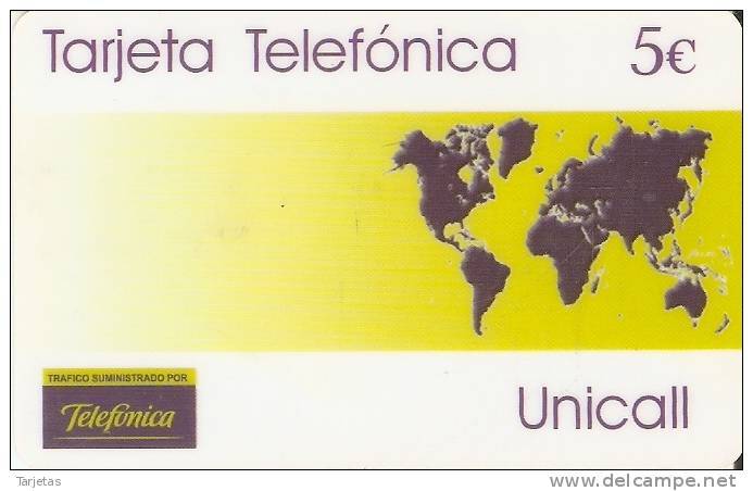 TARJETA DE ESPAÑA DE TELEFONICA DE MAPAMUNDI UNICALL - Telefonica