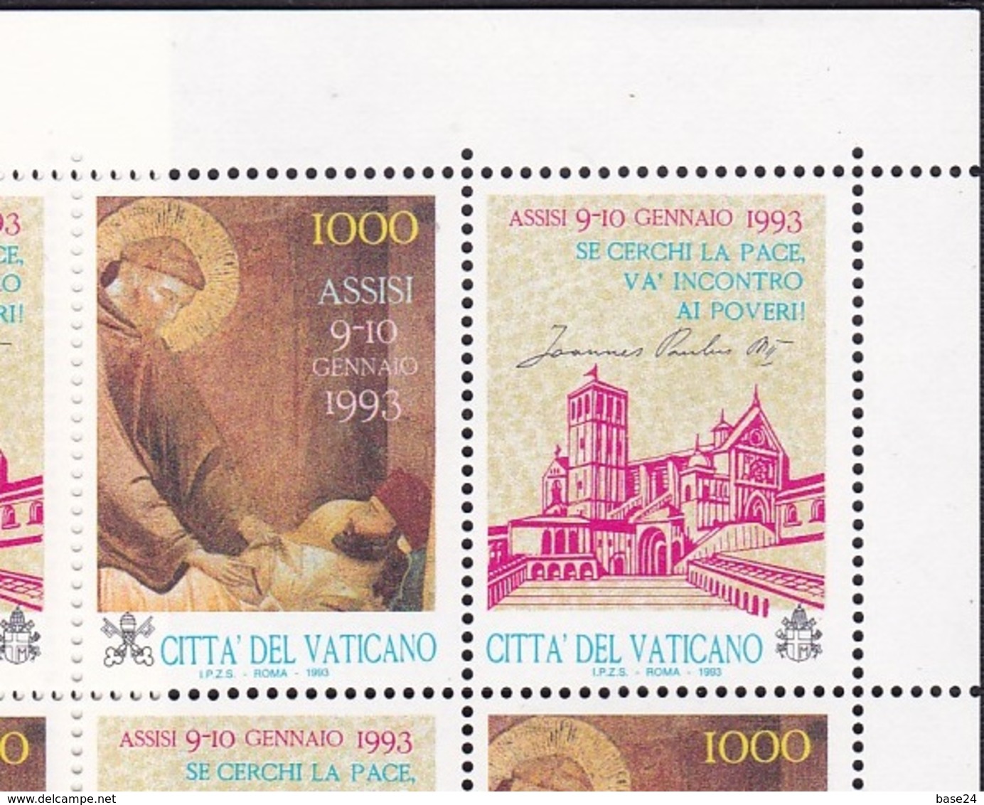 1993 Vaticano Vatican  ASSISI 30 Serie In 3 Minifogli Con App. MNH** 3 Minisheets - Nuevos