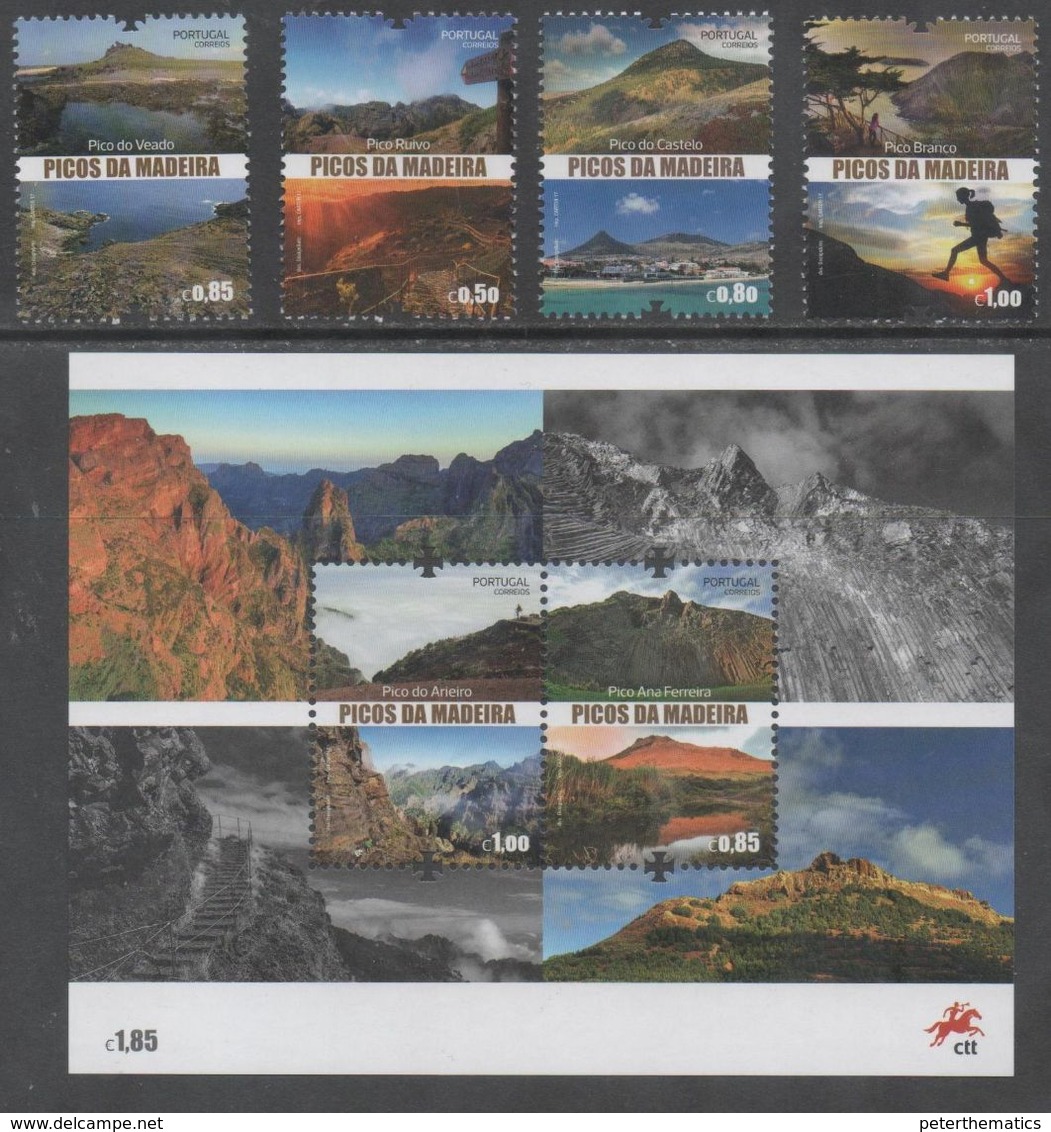 PORTUGAL , 2018, MNH,PEAKS OF MADEIRA, MOUNTAINS, 4v+ SHEETLET - Other & Unclassified