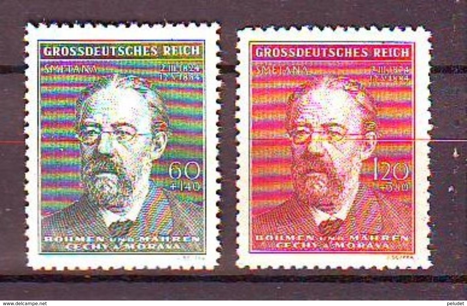 Bohemia And Moravia - 1944 The 60th Anniversary Of The Death Of Friedrich Smetana, 1824-1884 2v Mnh - Nuevos