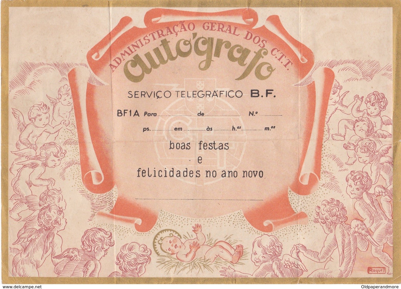 PORTUGAL TELEGRAMA TELEGRAM - TELEGRAPH B.F. - MERRY CHRISTMAS - PENAFIEL To BRAGA - Cartas & Documentos