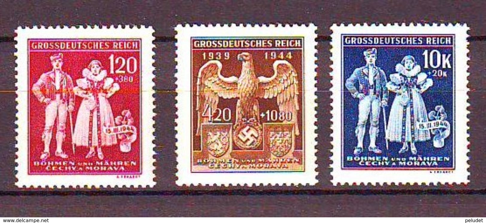 Bohemia And Moravia - 1944 The 5th Anniversary Of The Protectorate Of Bohemia And Moravia  3v Mnh - Nuevos