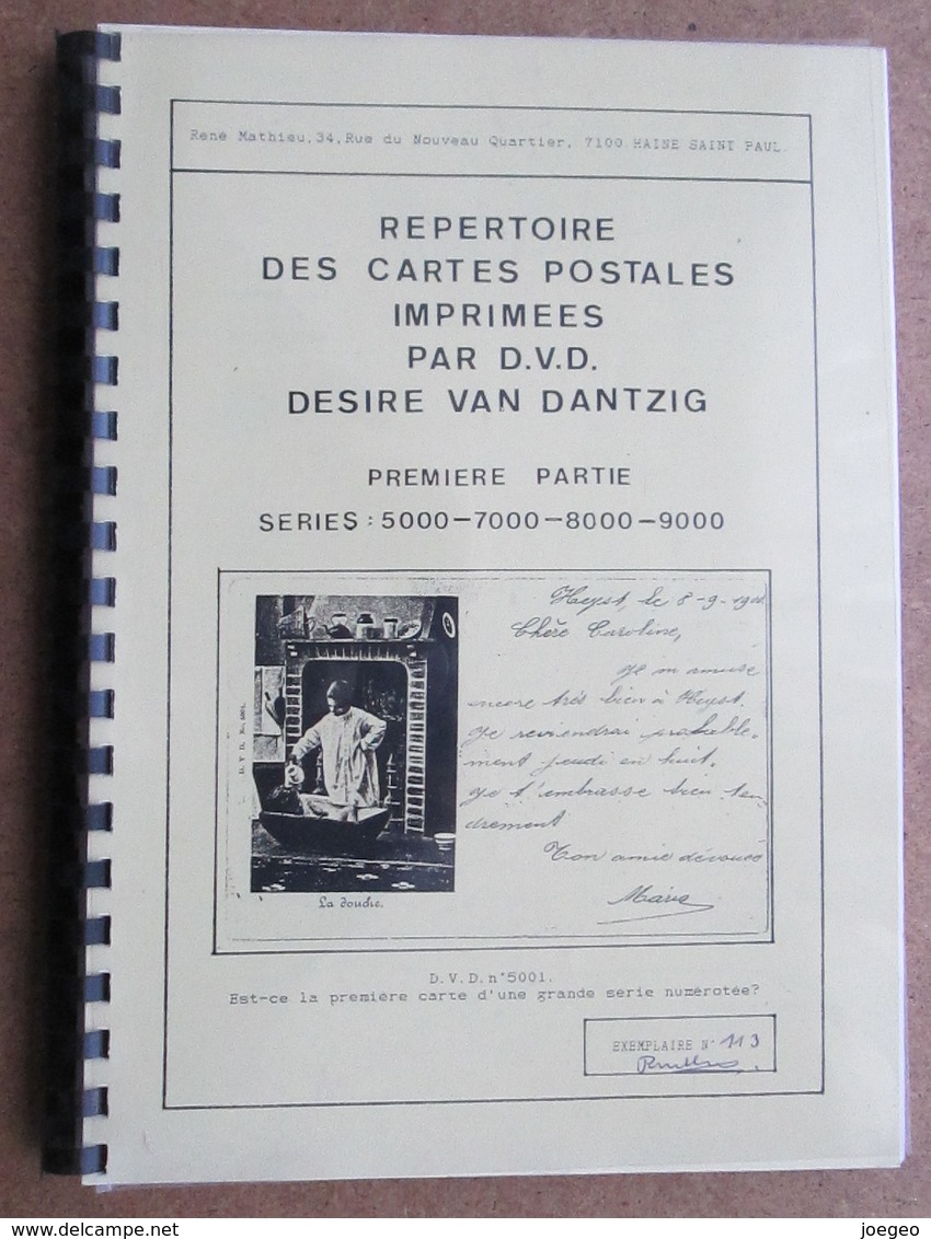 Repertoire Des Cartes Postales Imprimées Par D.V.D. Désiré Van Dantzig - Livres & Catalogues