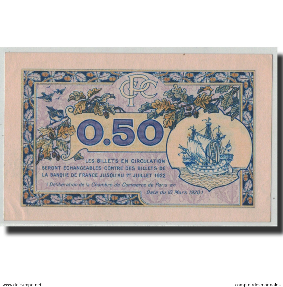 France, Paris, 50 Centimes, 1920, SPL, Pirot:97-31 - Chambre De Commerce