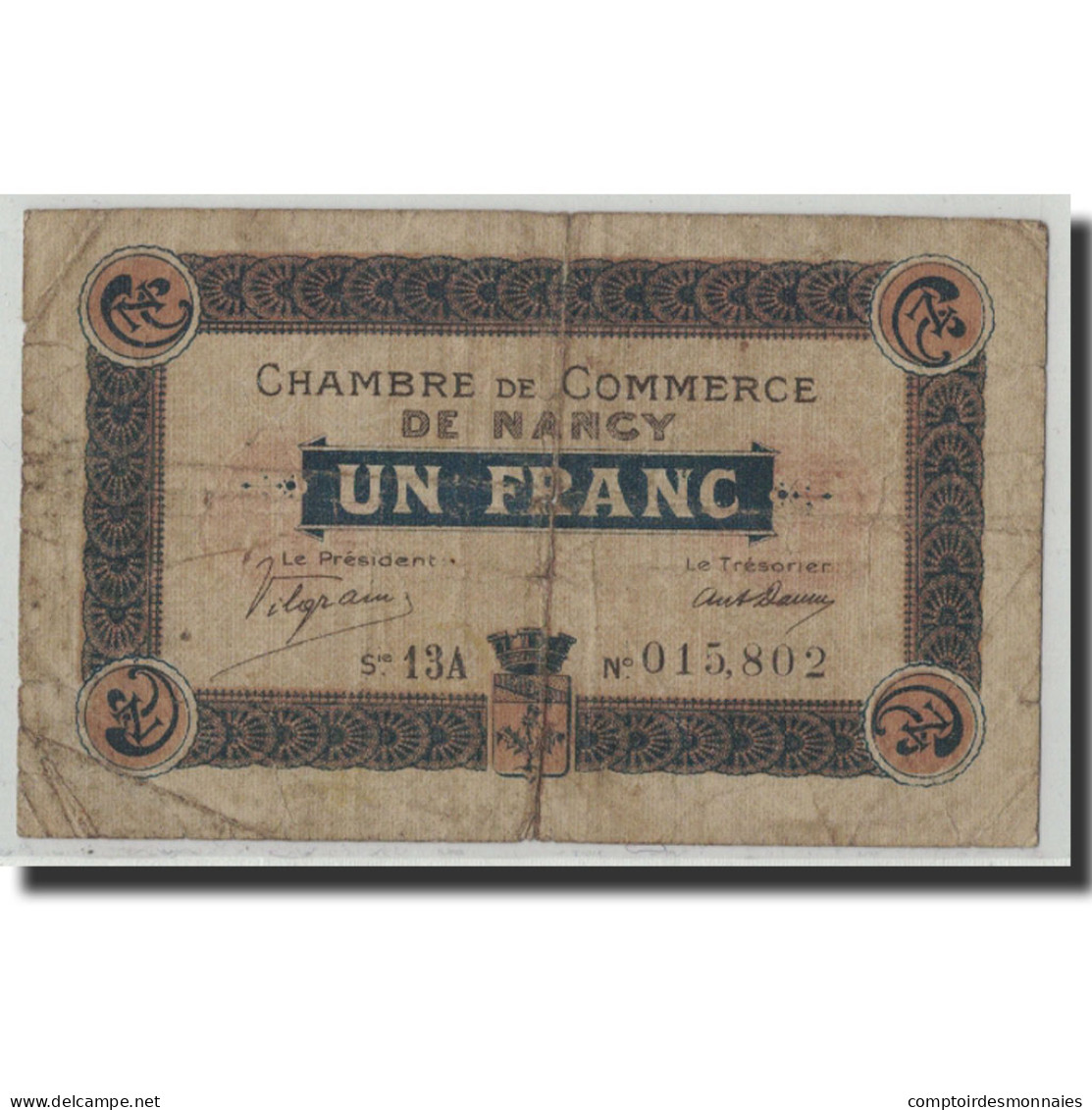 France, Nancy, 1 Franc, 1918, B+, Pirot:87-30 - Chambre De Commerce