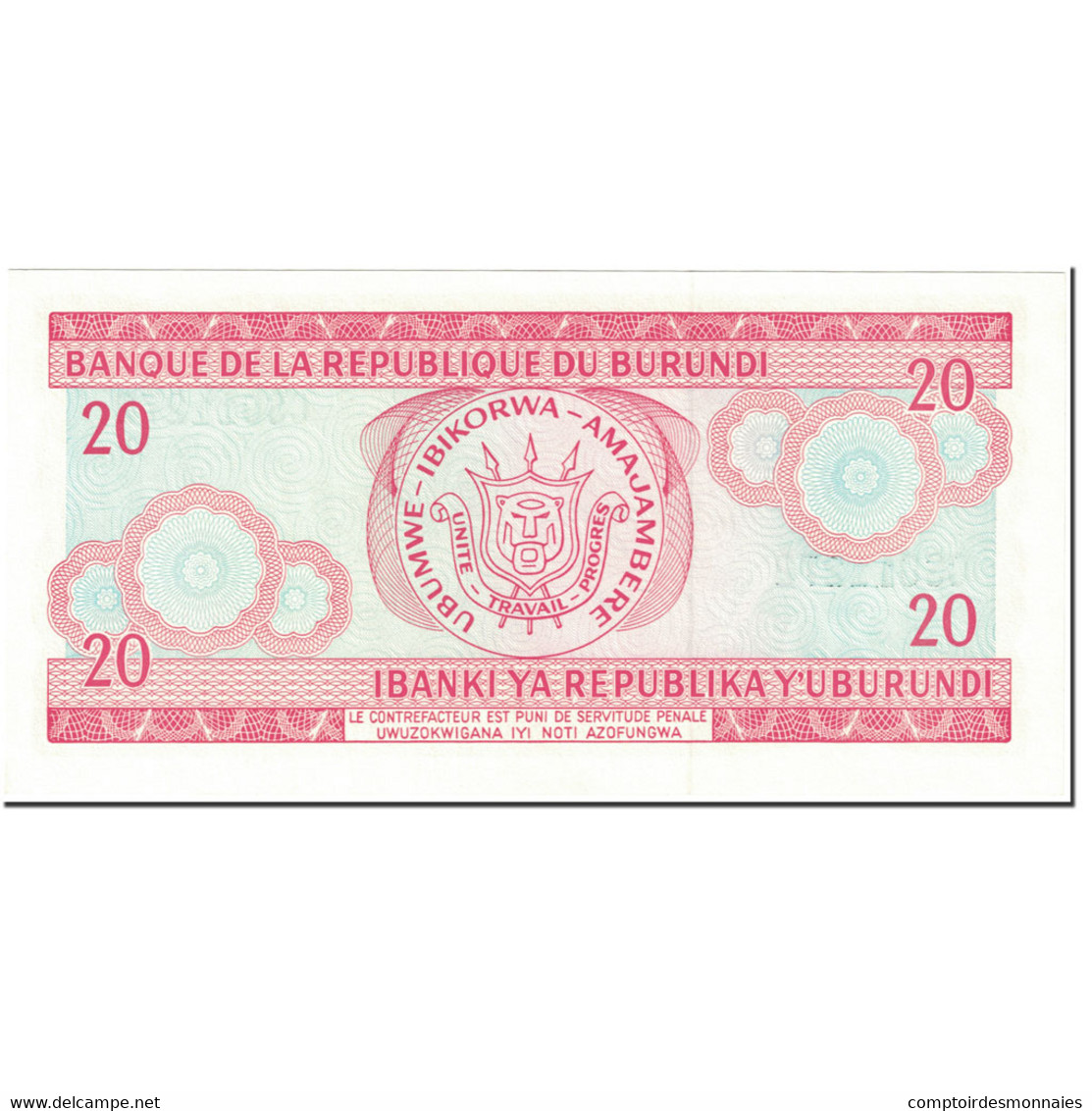 Billet, Burundi, 20 Francs, 1997, 1997-02-05, KM:27d, NEUF - Burundi