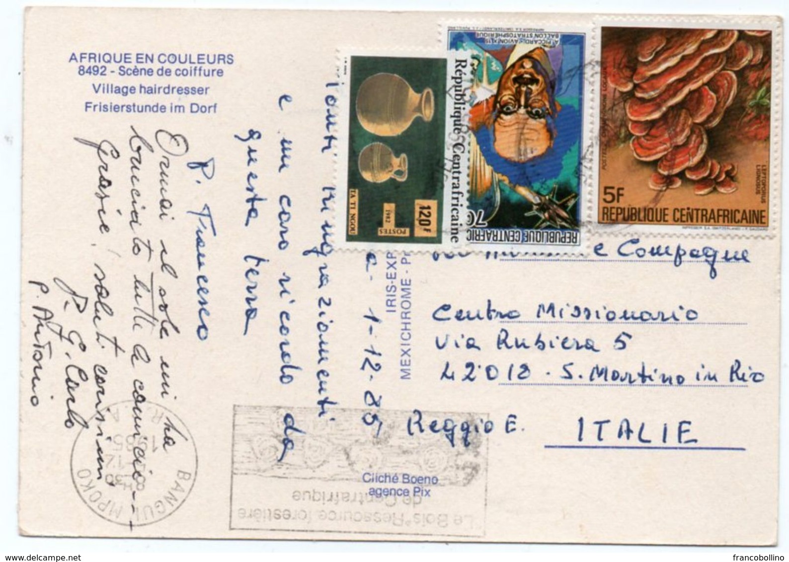 AFRIQUE EN COULEURS - SCENE DE COIFFURE/ MOTHER AND CHILD / CENTRAFRICA THEMATIC STAMPS-PICCARD / MUSHROOMS - Repubblica Centroafricana