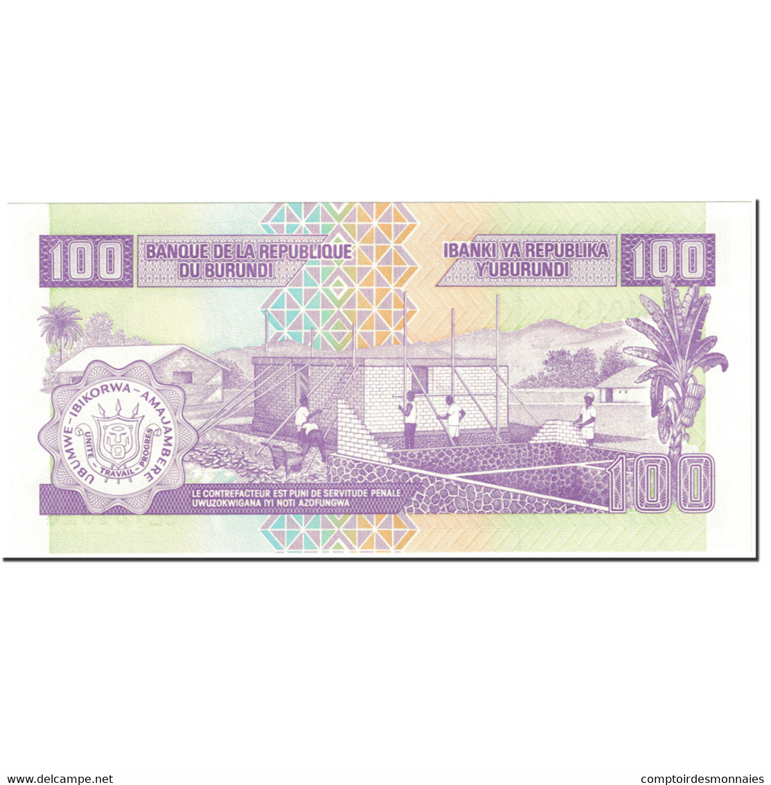 Billet, Burundi, 100 Francs, 2001, 2001-08-01, KM:37c, NEUF - Burundi