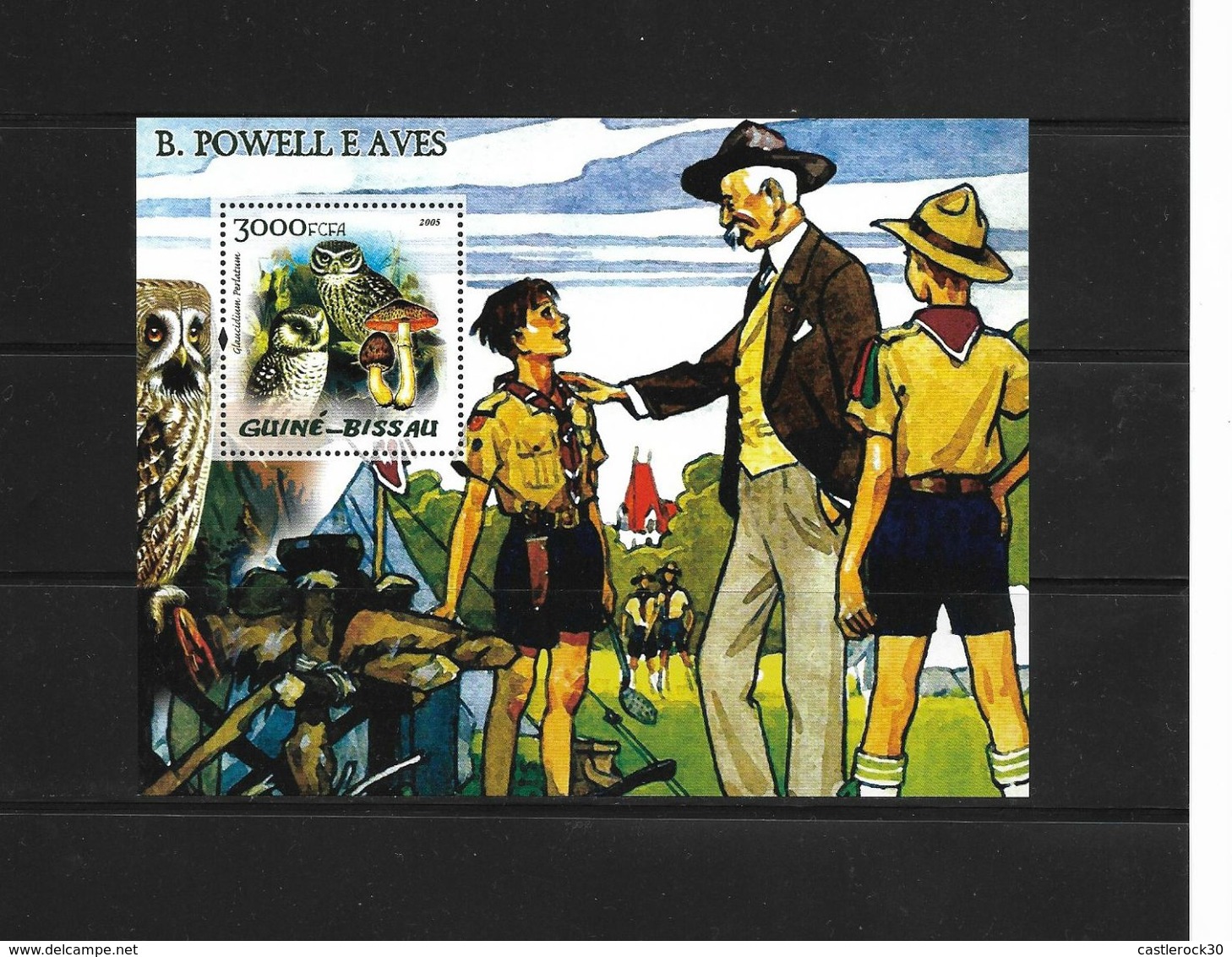 O) 2005 GUINEA BISSAU, SCOUTS, OWL GLAUCIDIUM PERLATUM,  LORD BADEN POWEL, MUSHROOMS, SOUVENIR MNH - Guinea-Bissau