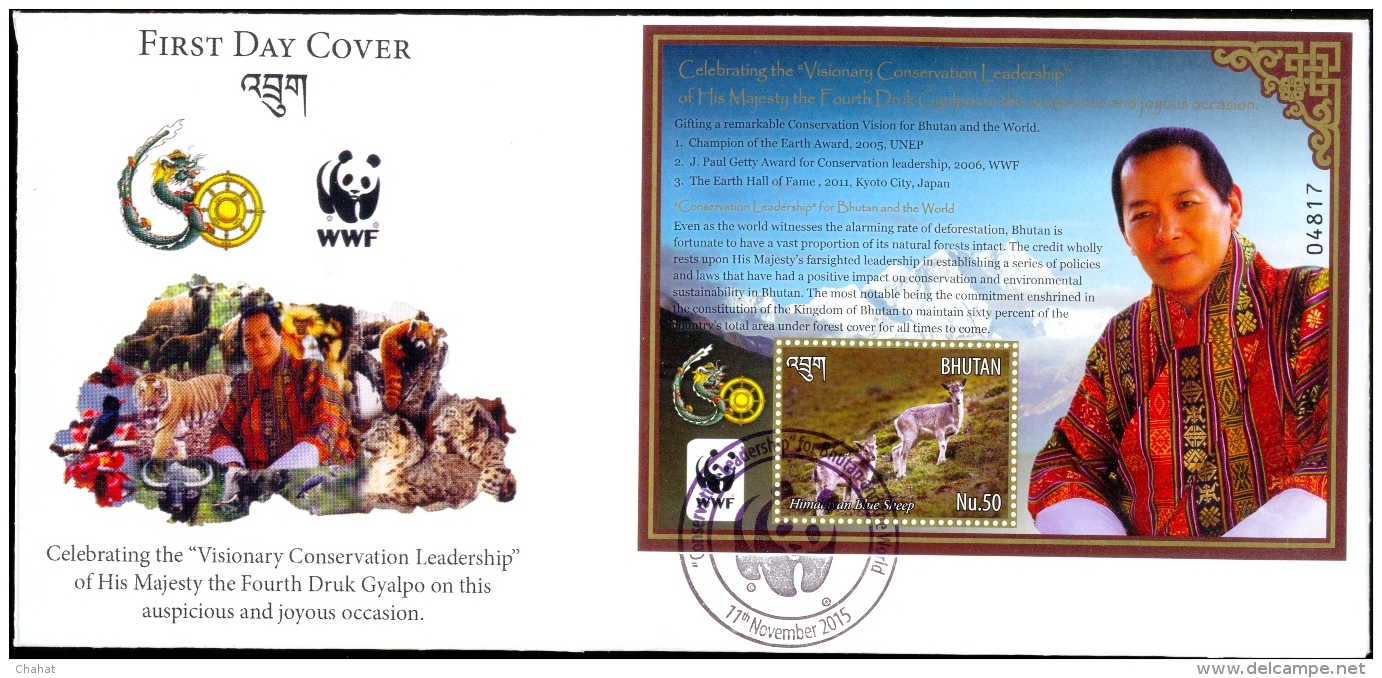 HIMALAYAN BLUE SHEEP-MS ON FDC-BHUTAN-LIMITED ISSUE-ABBHTC-4 - Bhutan