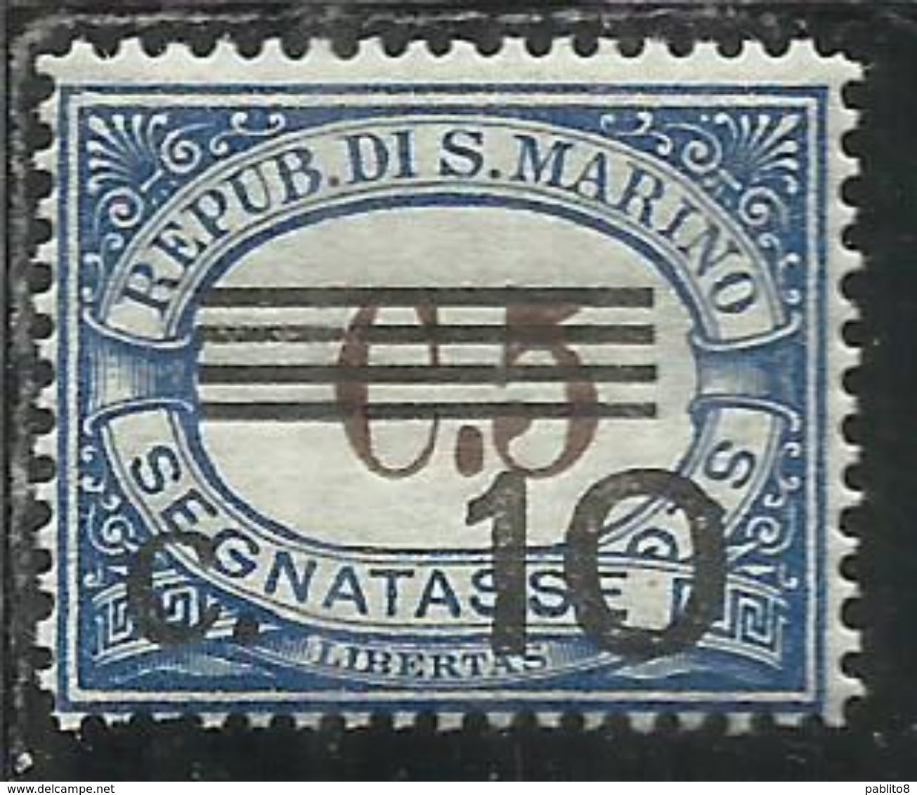 REPUBBLICA DI SAN MARINO 1940 SEGNATASSE POSTAGE DUE TAXES TASSE CENT.10 SU 5c MNH - Segnatasse