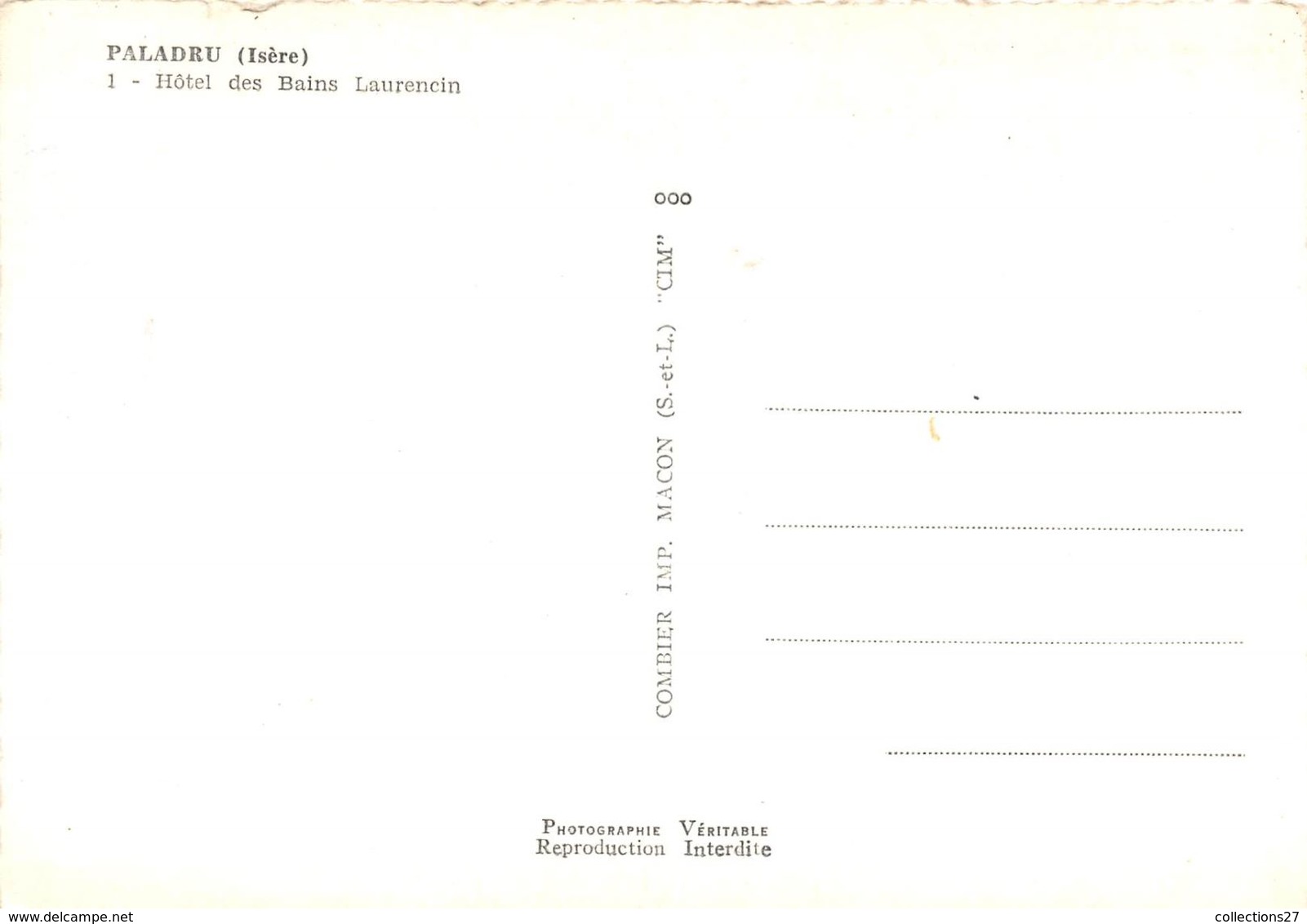38-PALADRU- HÔTEL DES BAINS LAURENCIN - Paladru