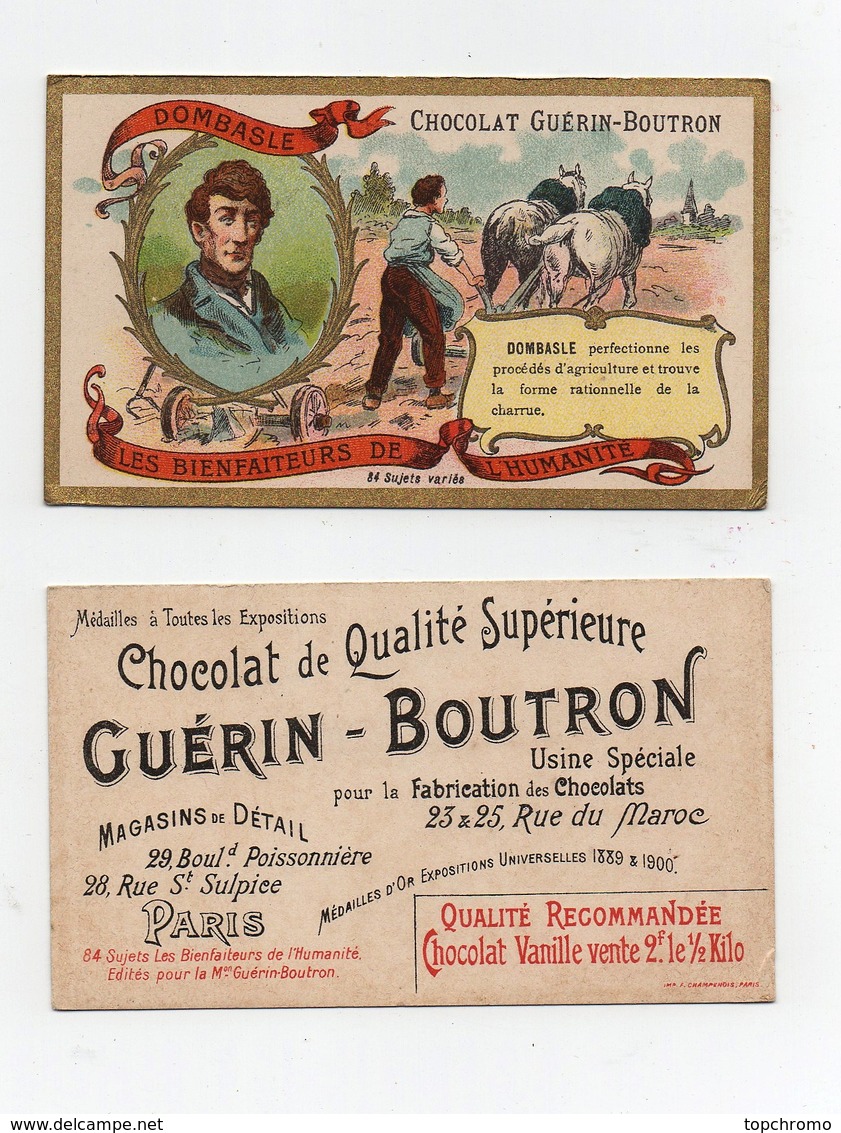 CHROMO Chocolat Guérin- Boutron Champenois Les Bienfaiteurs De L'humanité Dombasle Agriculture Charrue - Enfants