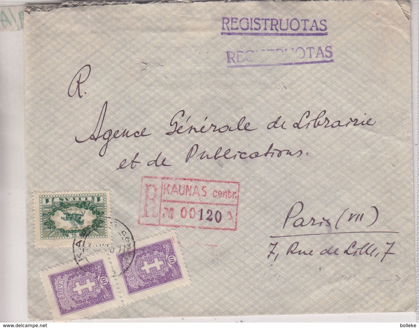 Lituanie - Lettre Recom Illustrée De 1931 ° - Oblit Kaunas - Exp Vers Paris - - Litauen