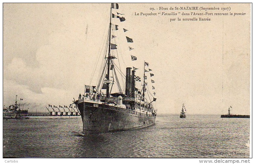 44 St-NAZAIRE Fêtes De Septembre 1909 : Le Paquebot "Versailles" Dans L'avant Port - Saint Nazaire