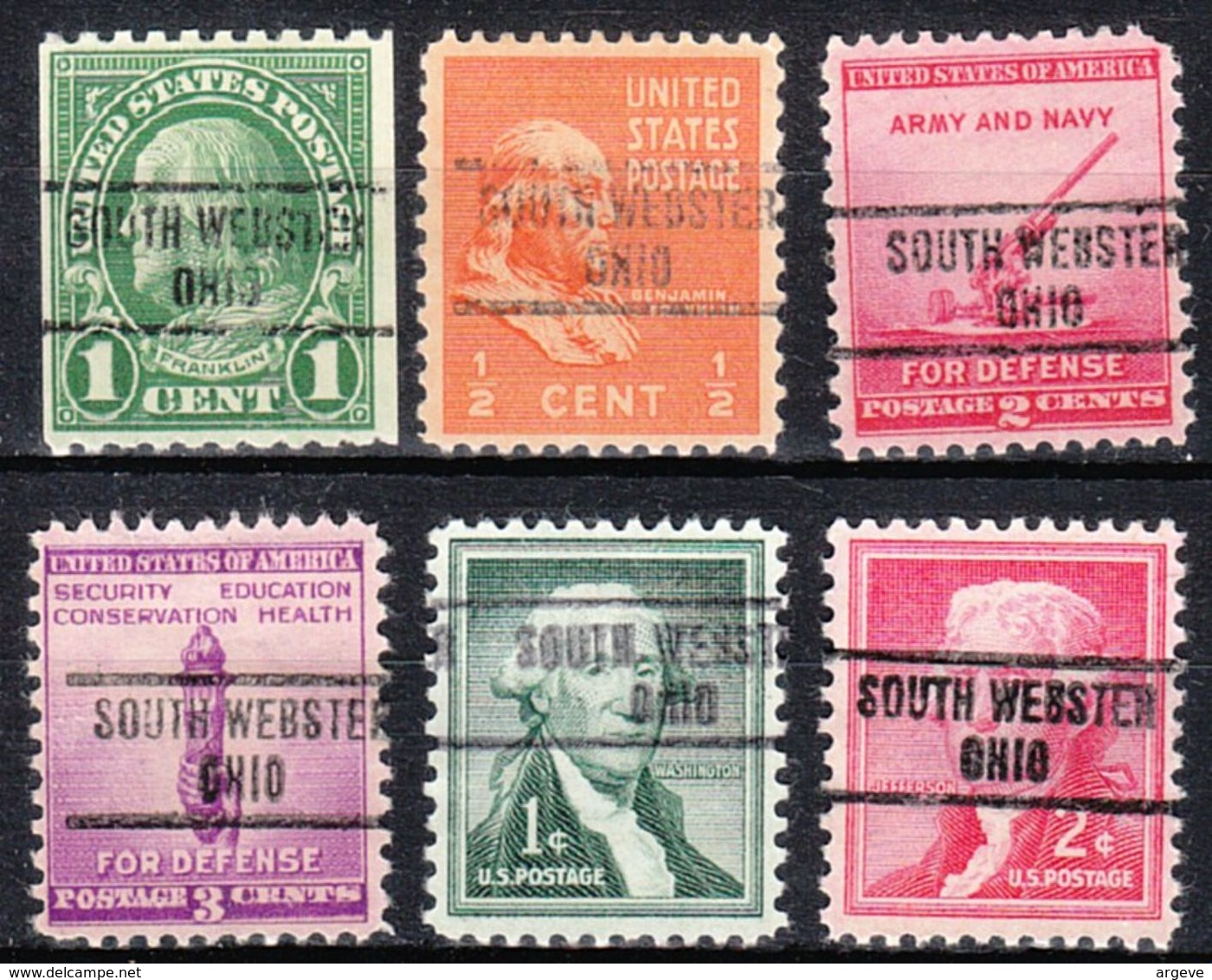 USA Precancel Vorausentwertung Preo, Locals Ohio, South Webster 734, 6 Diff. - Precancels