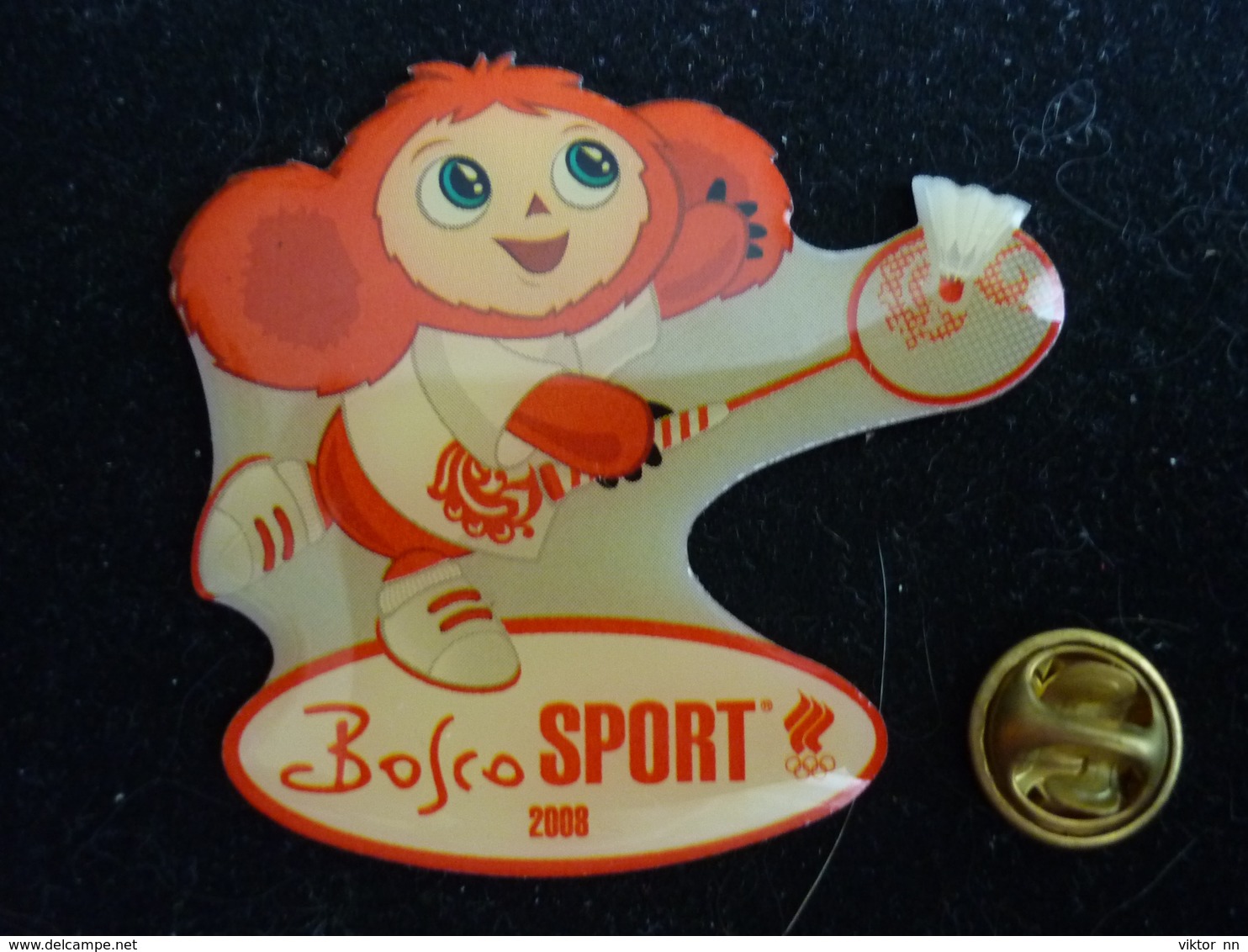Russian Olympic Mascot - Badminton  - Beijing 2008 Olympics Pin Badge - Badminton