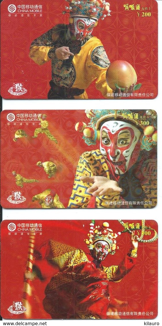 3 Télécartes Chine China Clown Tradition (D 308) - Chine