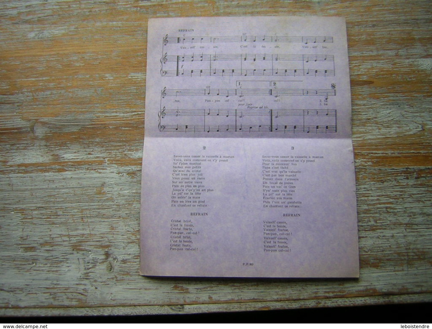 PARTITION PIERRE PERRET CHANTE VAISSELLE CASSEE  EDITIONS MUSICALES ADELE LA GARDE DIEU 77370 NANGIS - Partitions Musicales Anciennes