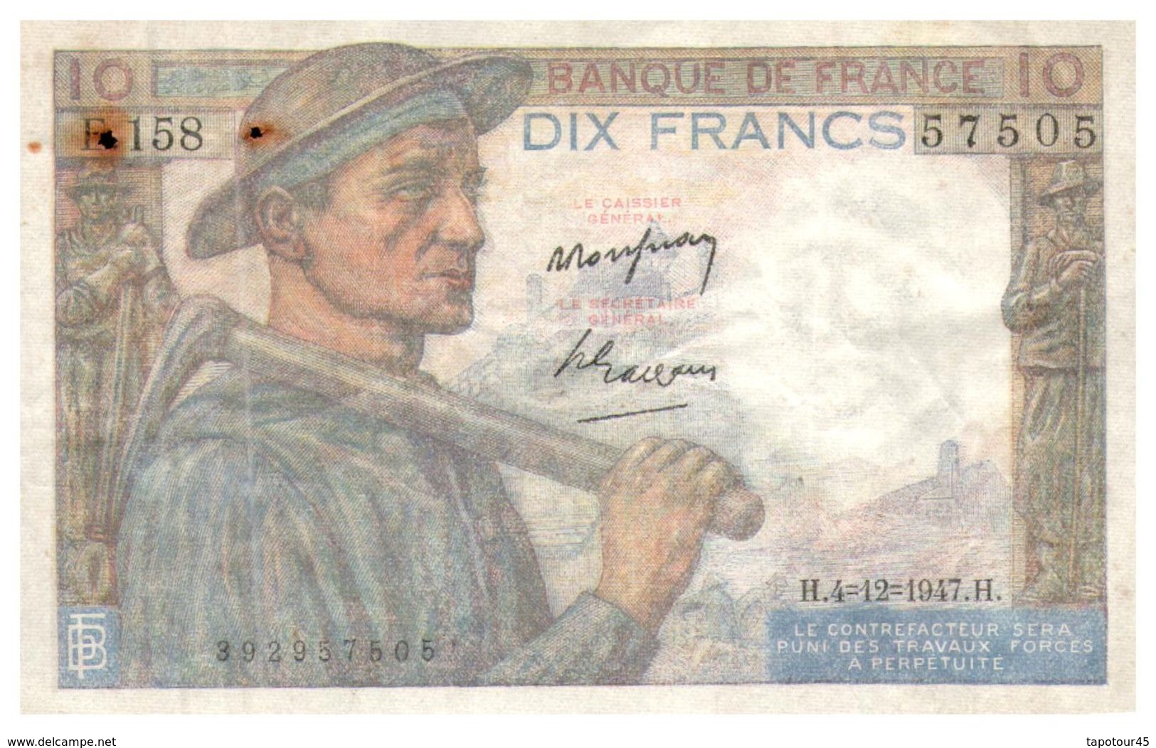 Billet > France > 10 Francs 1947 > - 10 F 1941-1949 ''Mineur''