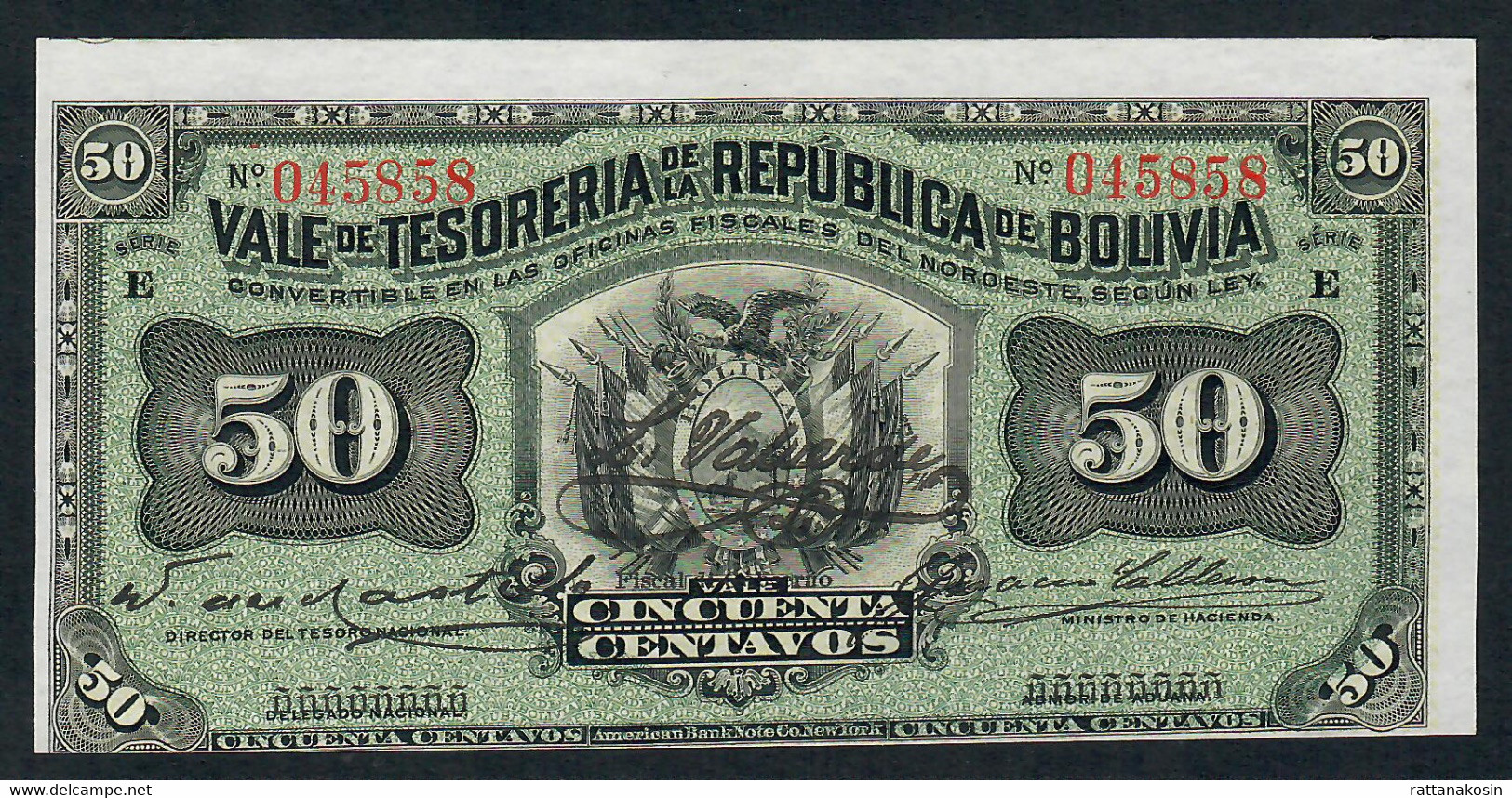 BOLIVIA   P91   50 CENTAVOS   1902   UNC. - Bolivia