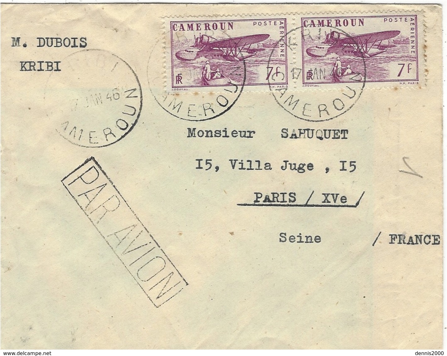 1953- Enveloppe Affr. T P Des Comores à 7,50 F. Oblit. De Tananarive + B M Encadrée ( Bateau ) - Storia Postale