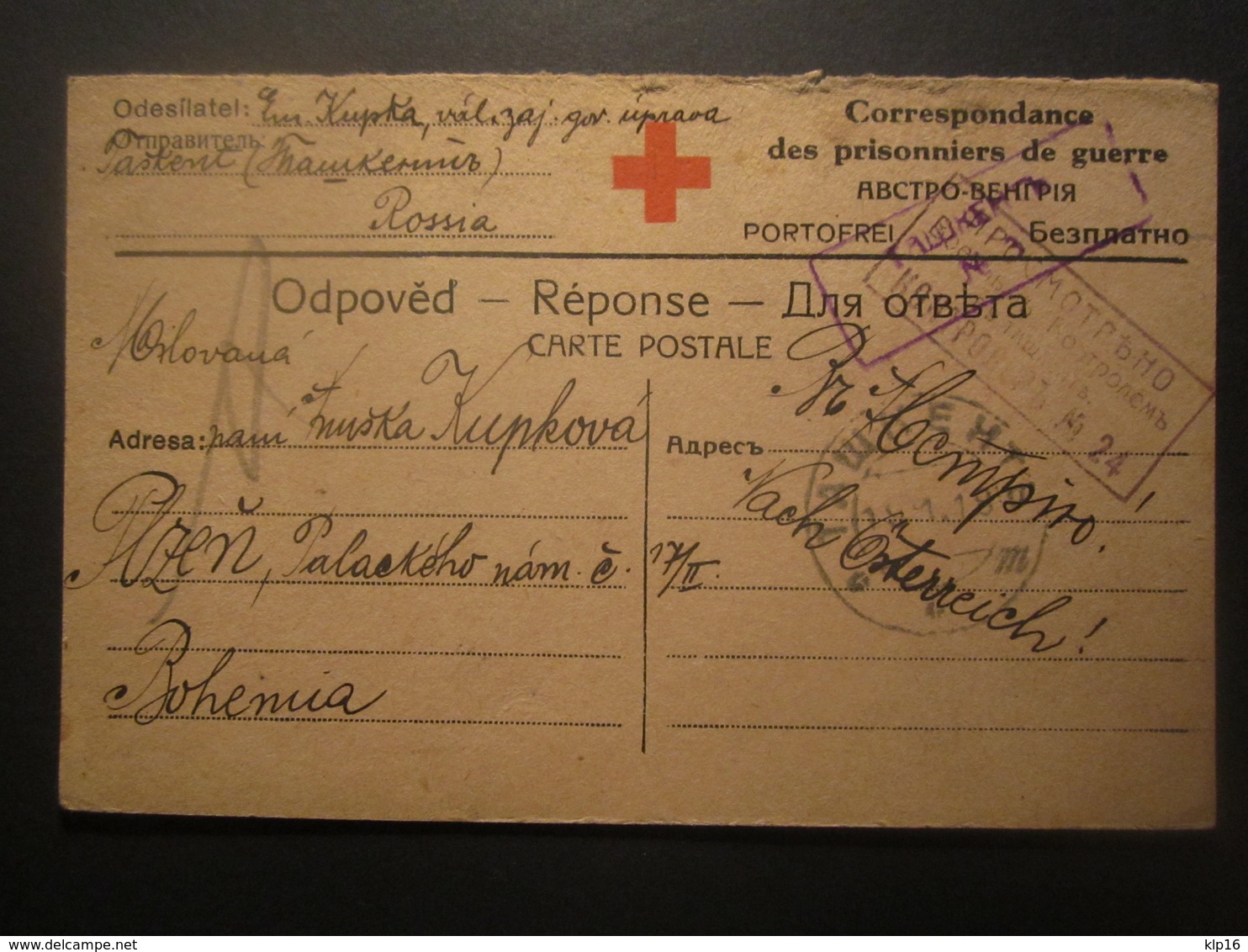 1917 RED CROSS CARD From RUSSIA,TASHKENT To AUSTRIA - Lettres & Documents