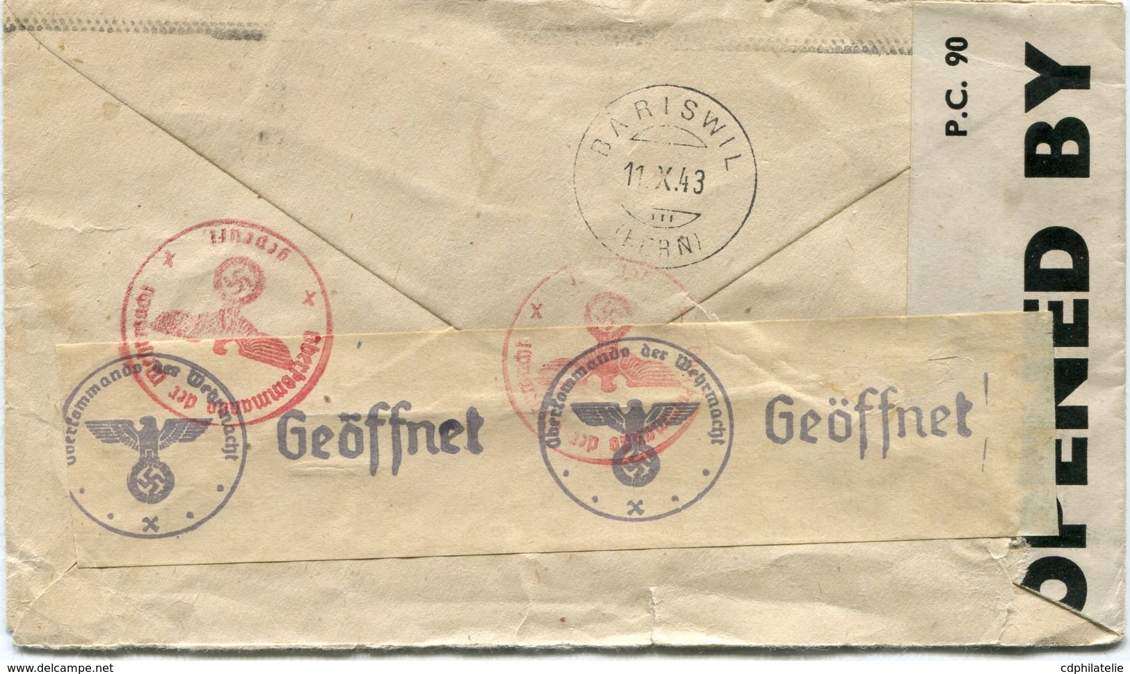 AFRIQUE DU SUD LETTRE CENSUREE DEPART PRETORIA 14 VII 43 POUR LA SUISSE - Used Stamps