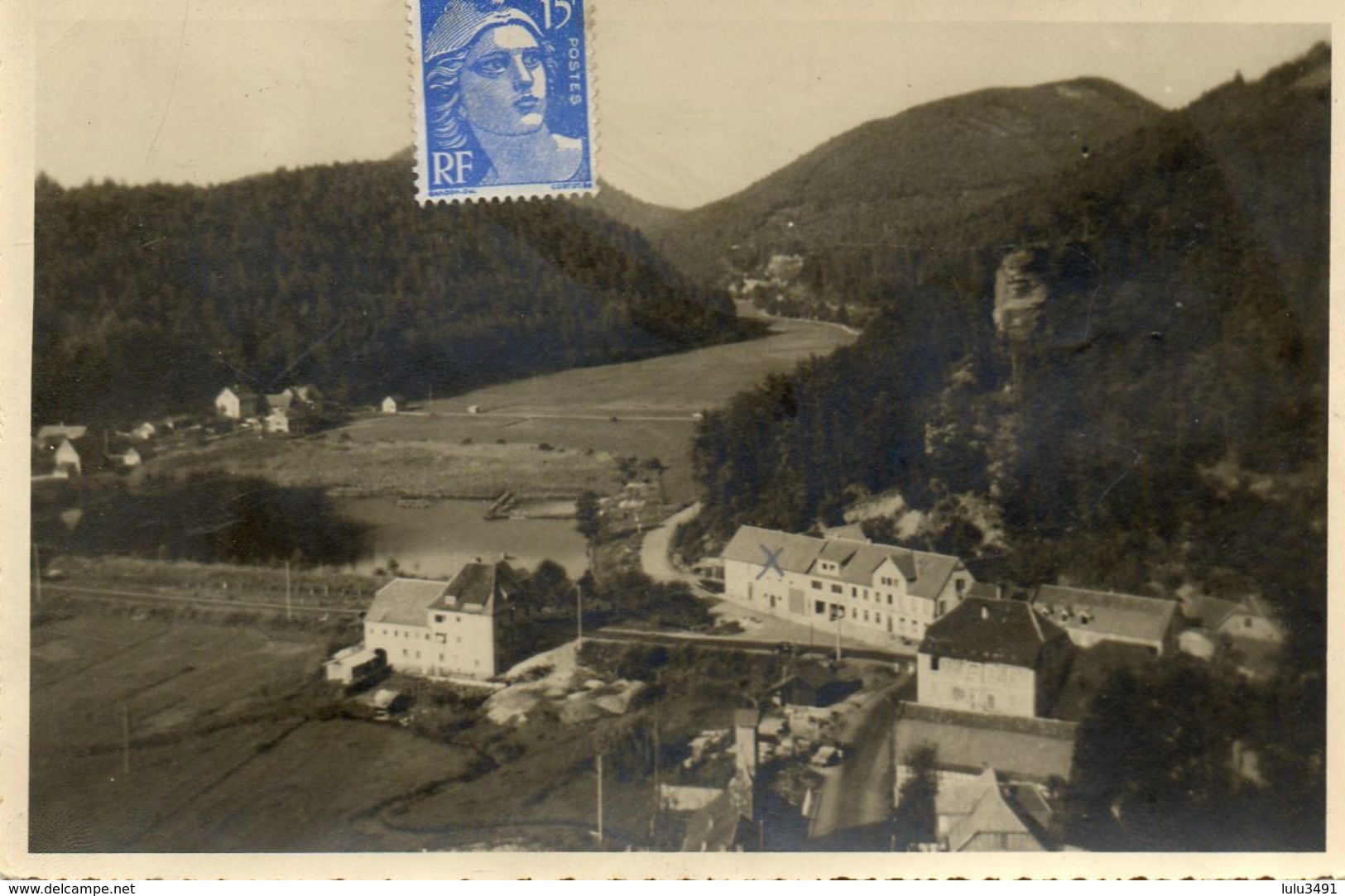 CPSM Dentelée - PHILIPPSBOURG (57) - Carte Photo De Vue Aérienne Du Bourg ,de La Gare Et Du Restaurant Muller- Année 40 - Otros & Sin Clasificación