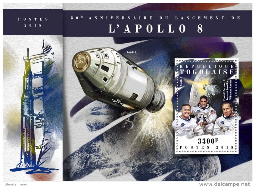 TOGO 2018 MNH** Apollo 8 Space Raumfahrt Espace S/S - OFFICIAL ISSUE - DH1808 - Afrika